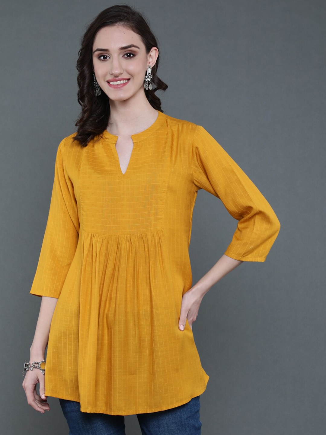 

antaran Striped Rayon Tunic, Mustard