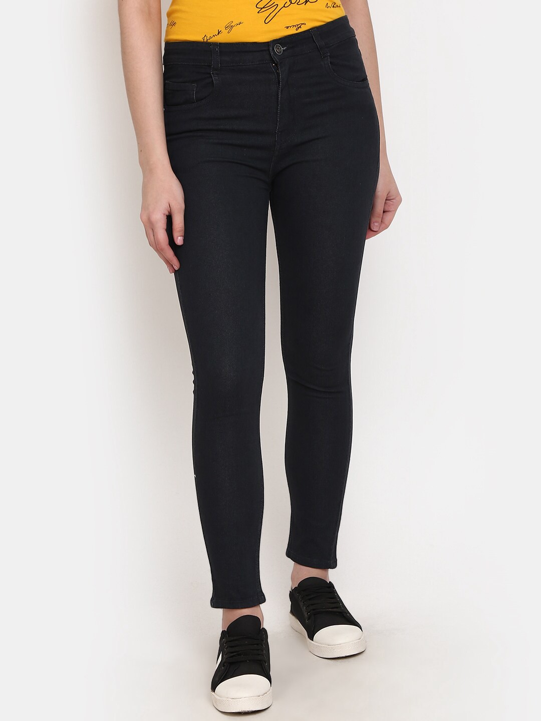 

V-Mart Women Classic Clean Look High Waist Cotton Jeans, Grey