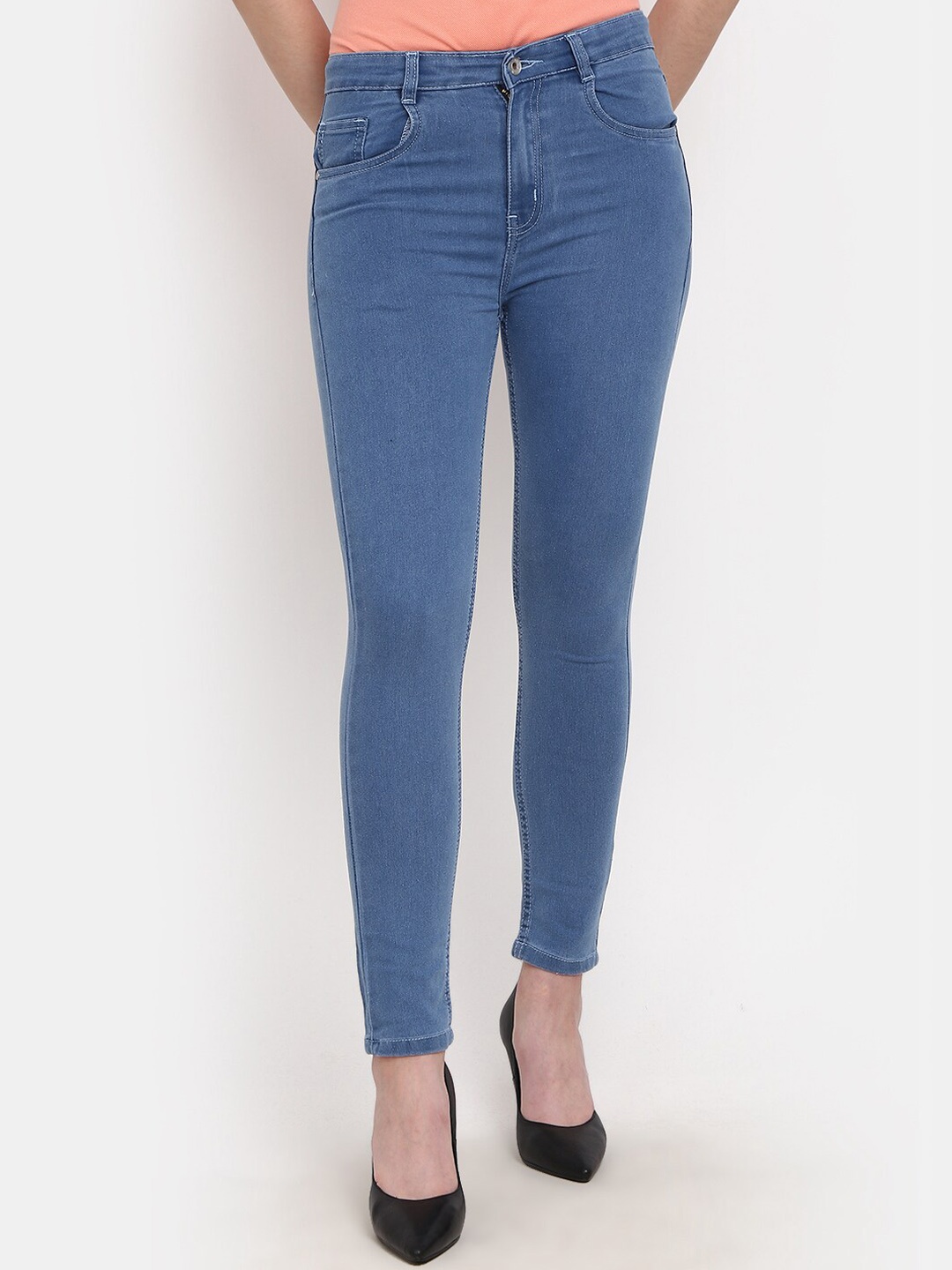 

V-Mart Women Classic Mid-Rise Clean Look Cotton Jeans, Blue