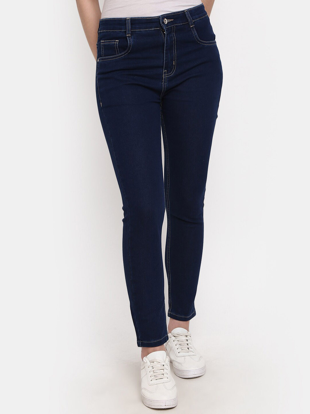 

V-Mart Women High-Rise Cotton Slim Fit Classic Jeans, Blue