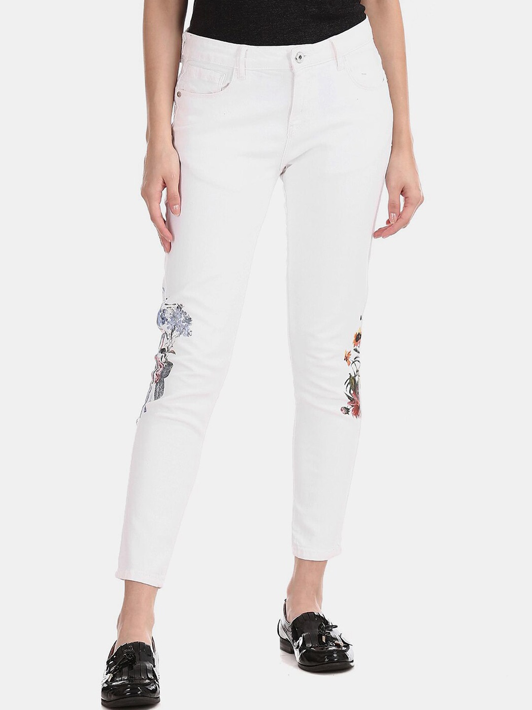 

V-Mart Women Classic Mid-Rise Cotton Jeans, White