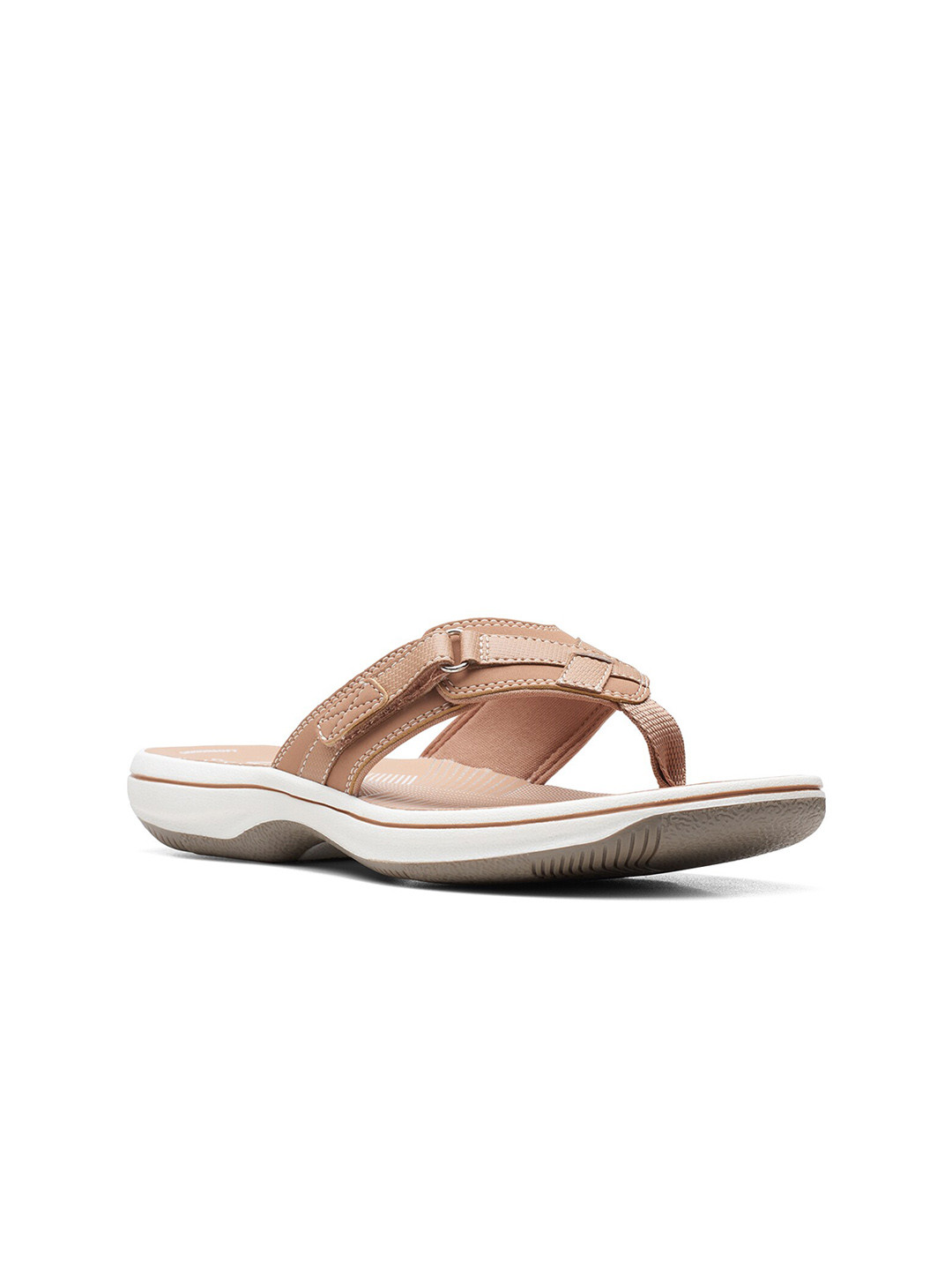 

Clarks Open Toe T-Strap Flats, Beige