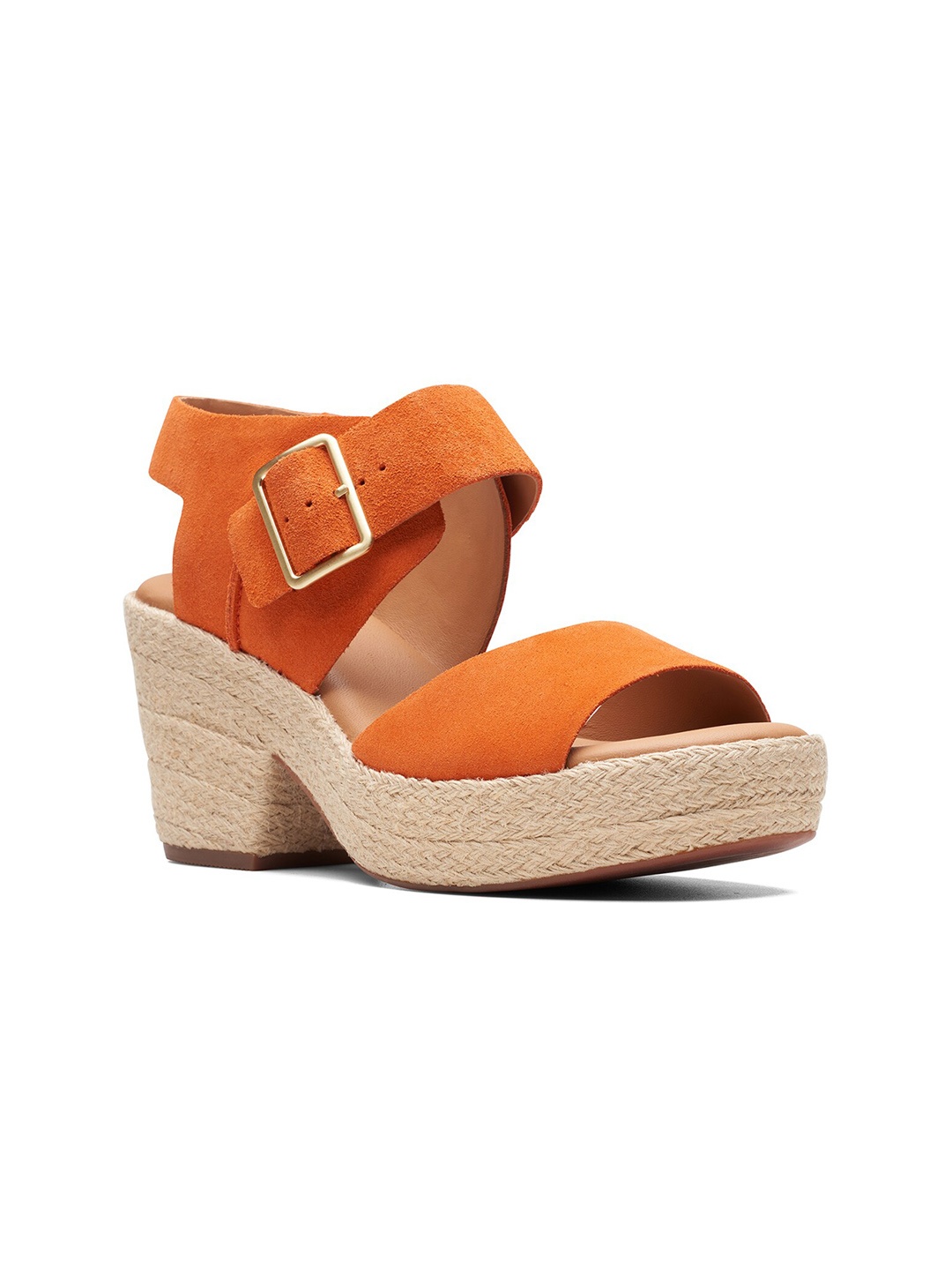 

Clarks Open Toe Suede Platform Heels, Orange