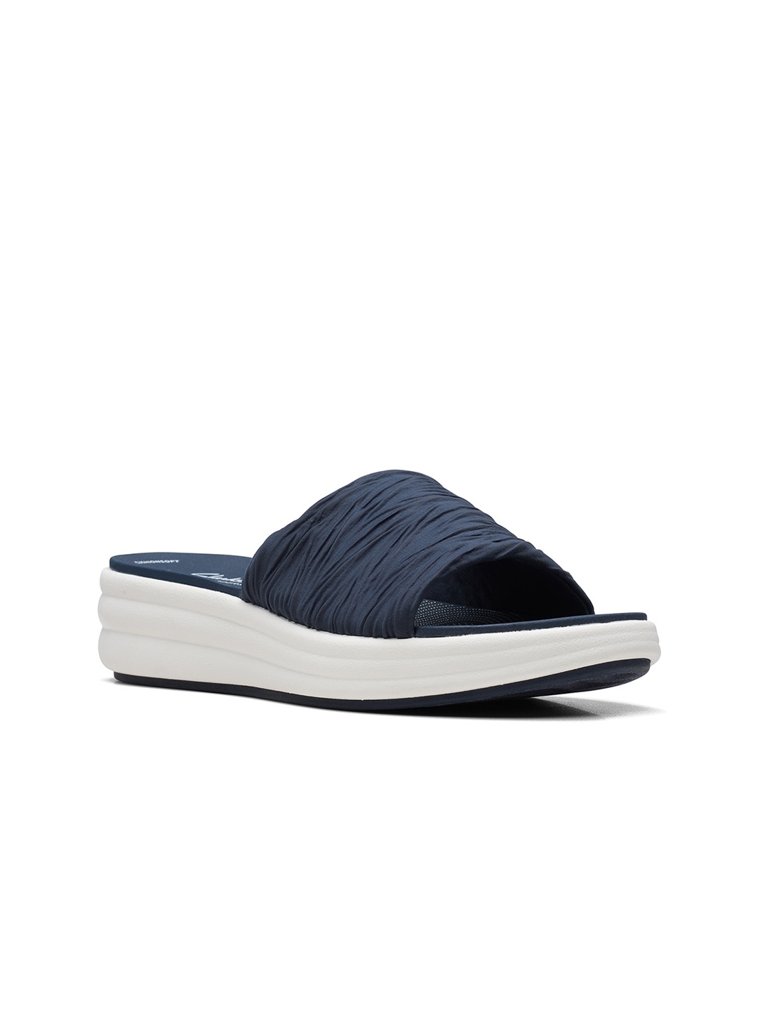 

Clarks Textured Open Toe Flatform Heels, Navy blue