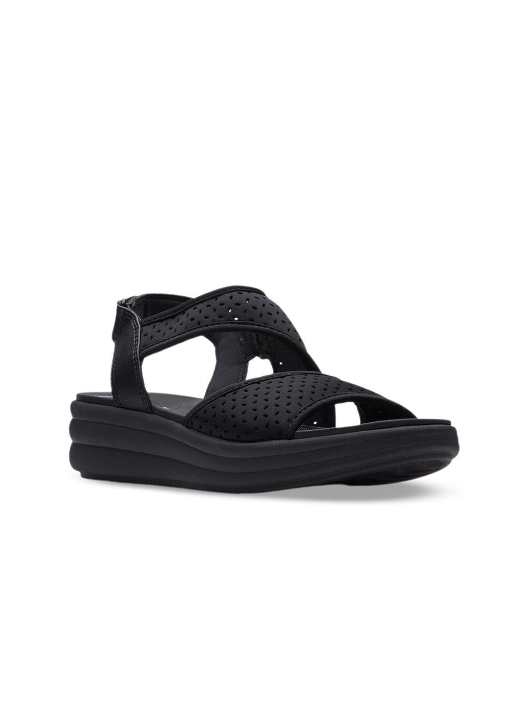 

Clarks Perforated Open Toe Wedge Heels, Black