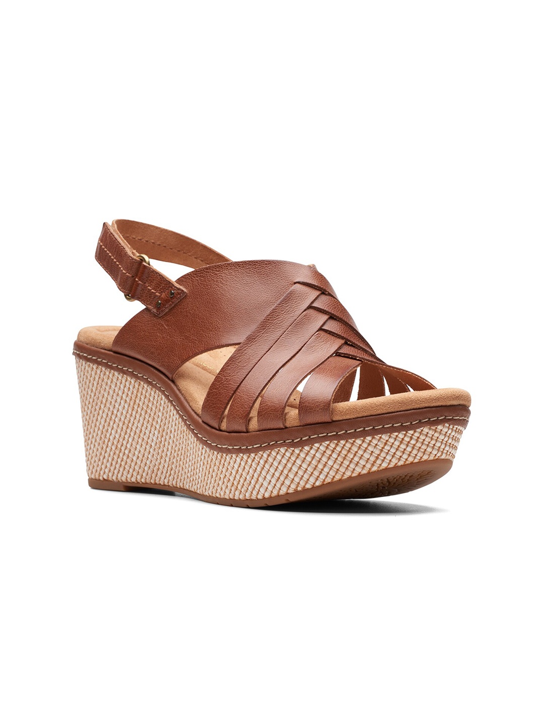 

Clarks Leather Wedge Sandals, Tan