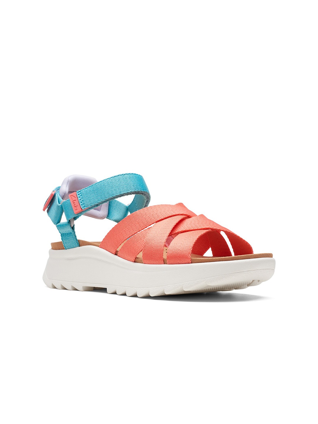 

Clarks Leather Flatform Heels With Buckles, Peach