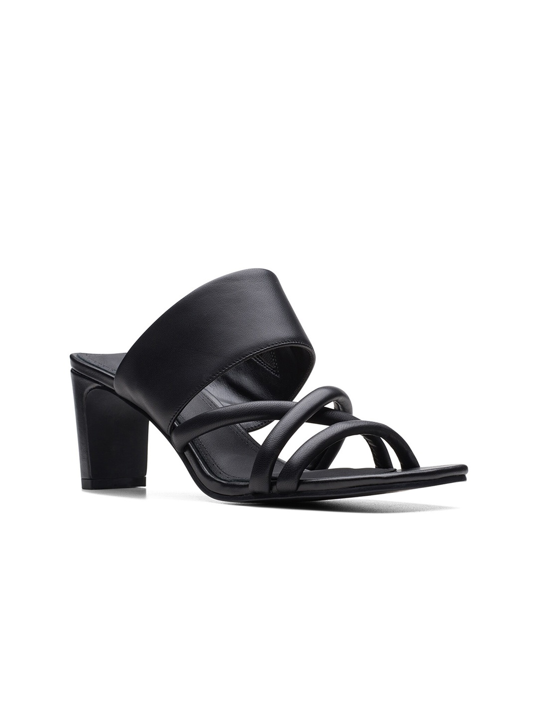 

Clarks Leather Work Square Toe Block Heels, Black