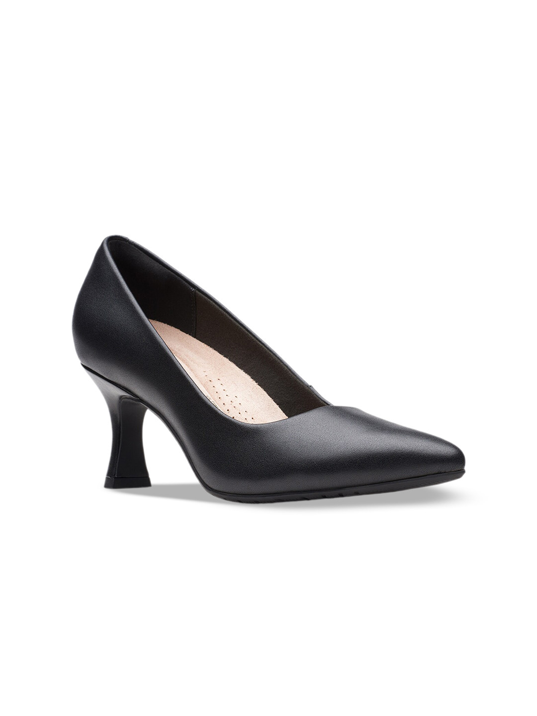 

Clarks Leather Work Pumps Pointed Toe Block Heels, Black