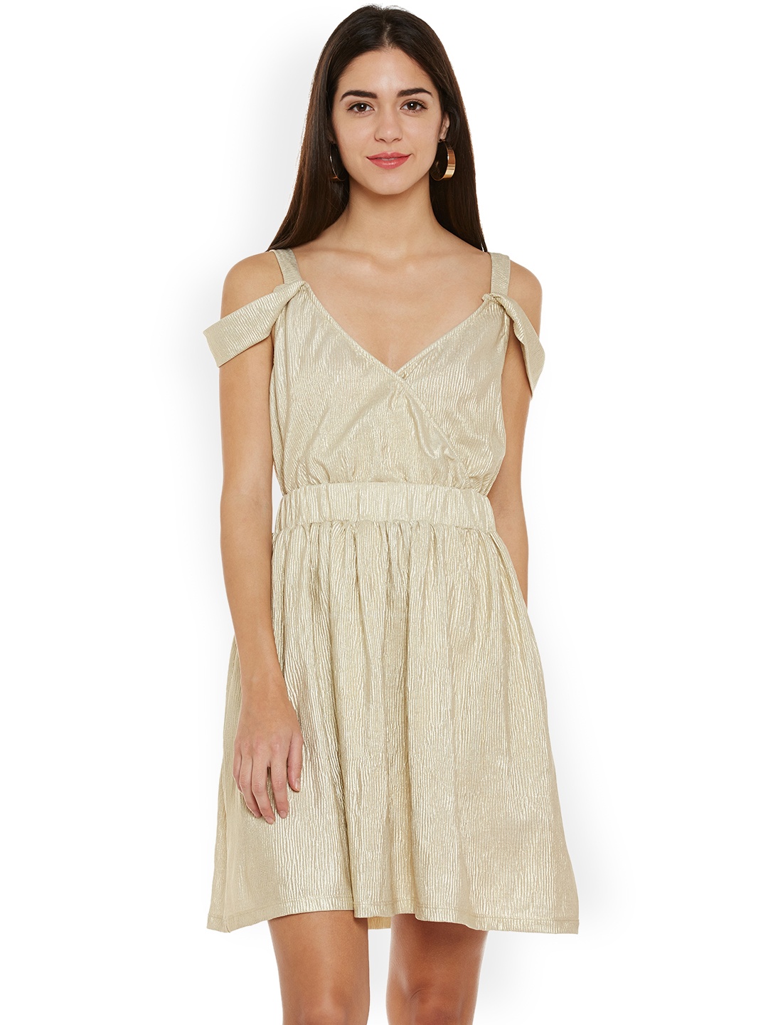 

Oxolloxo Women Gold-Toned Solid A-Line Dress