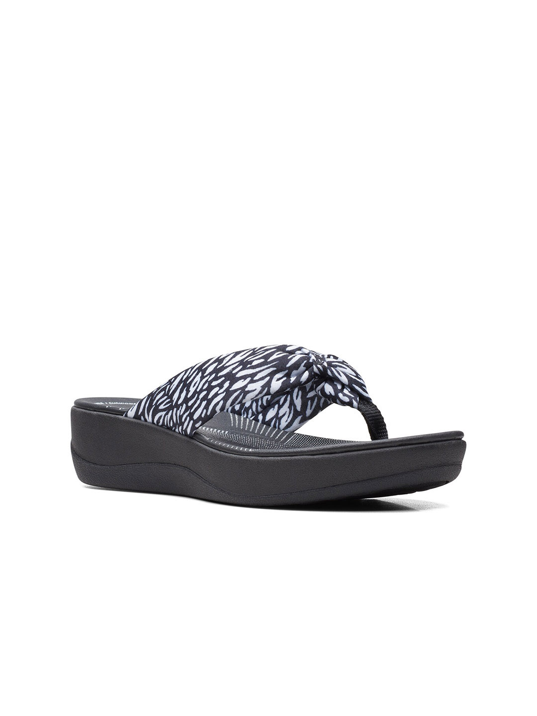 

Clarks Printed Open Toe Flats, Black
