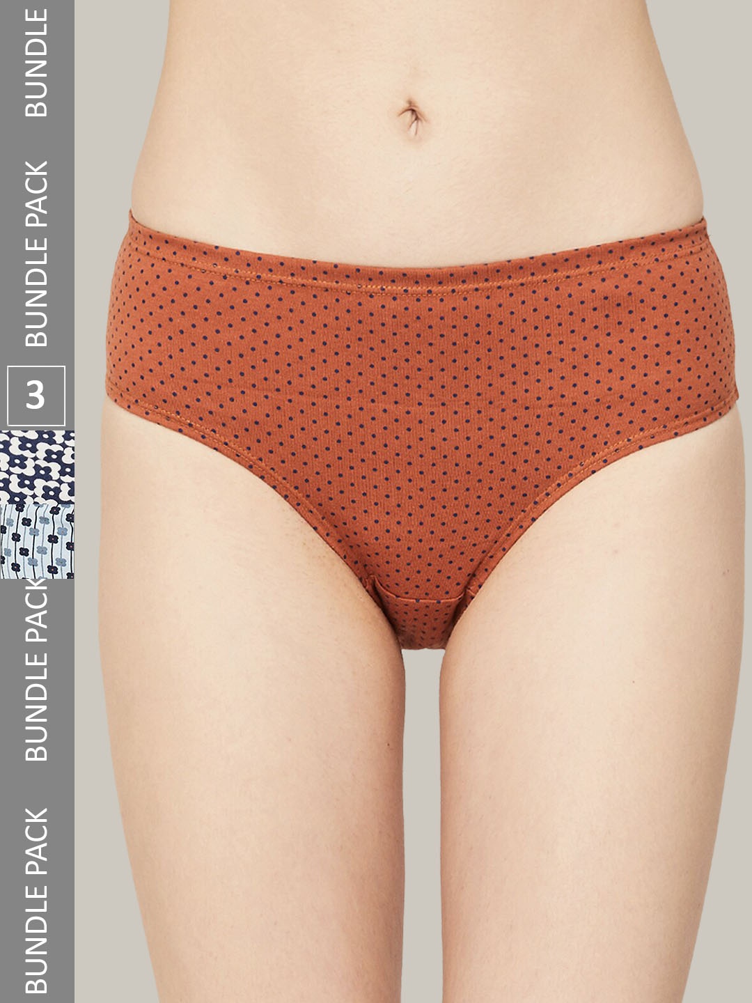 

Ginger by Lifestyle Women Set Of 3 Cotton Briefs, Navy blue