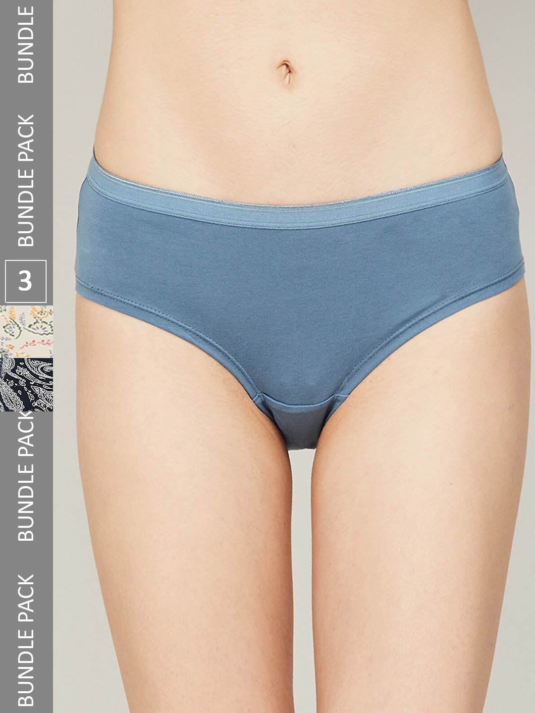 

Ginger by Lifestyle Women Pack Of 3 Printed Cotton Basic Briefs, Blue