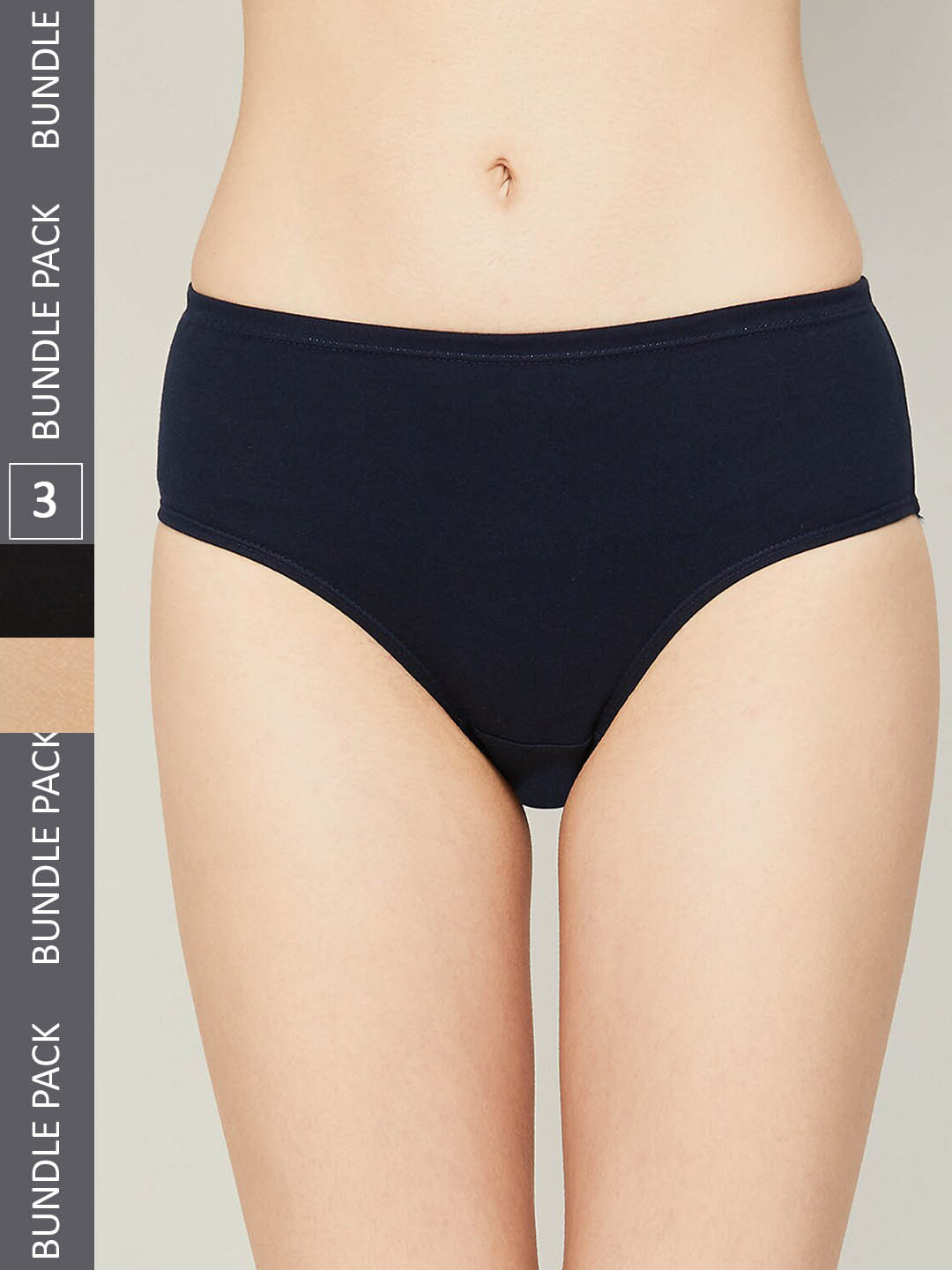 

Ginger by Lifestyle Women Pack Of 3 Cotton Basic Briefs, Black