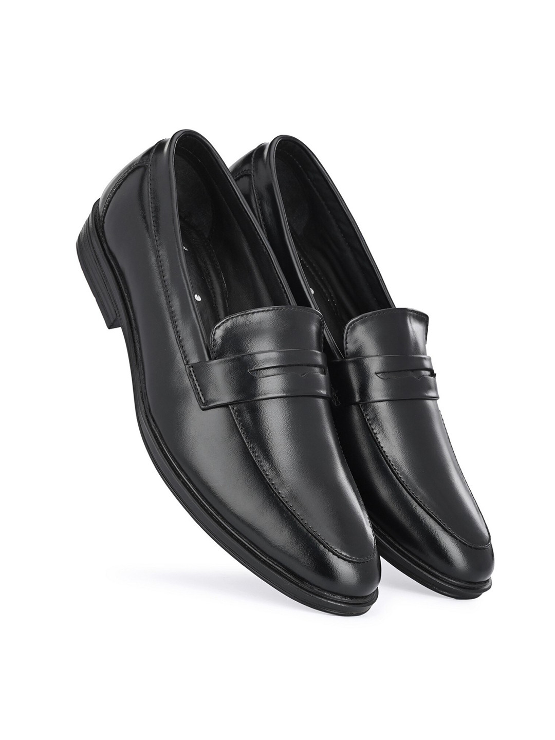 

Guava Men Genuine Leather Formal Loafers, Black