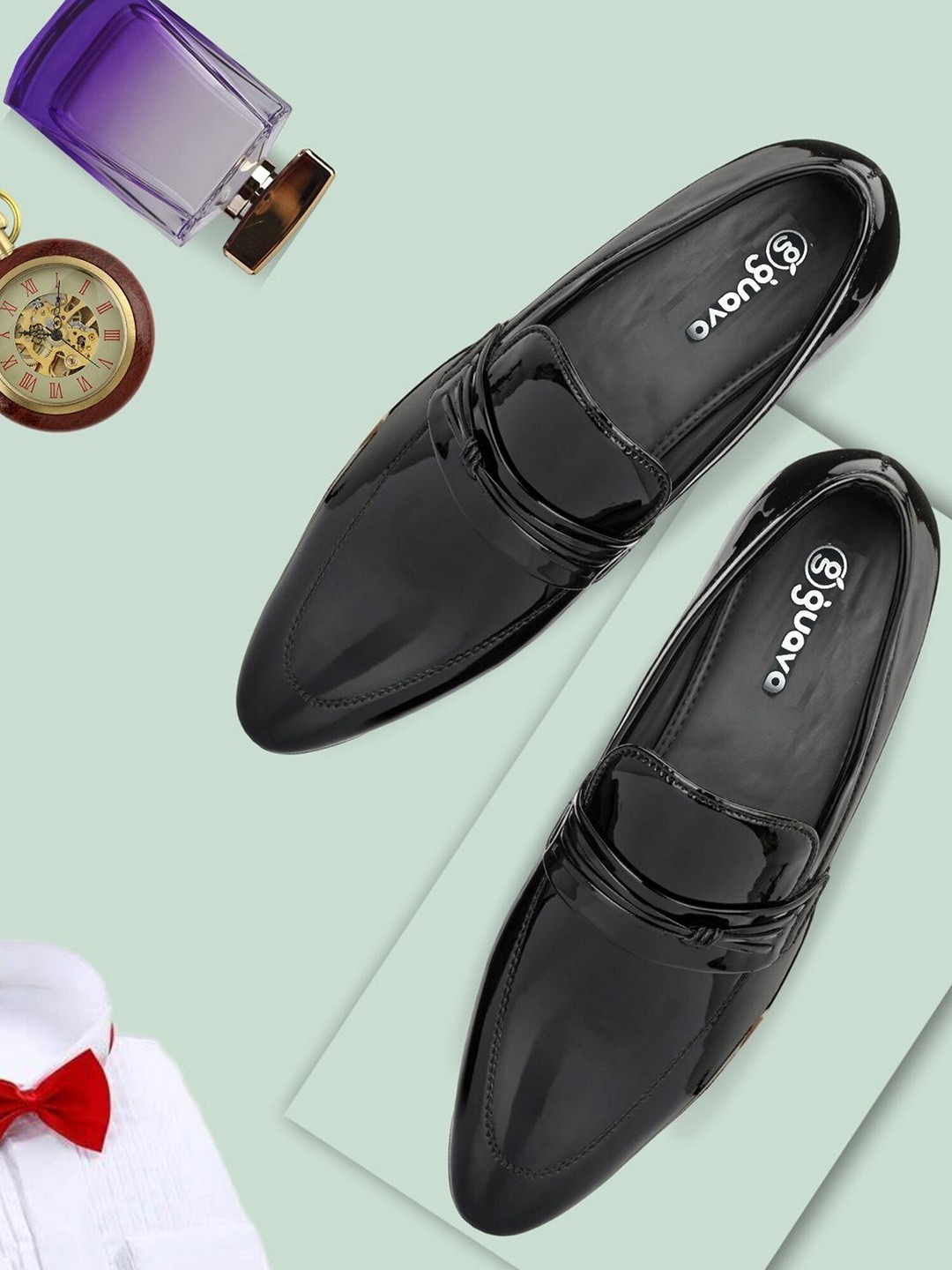 

Guava Men Round Toe Formal Loafers, Black