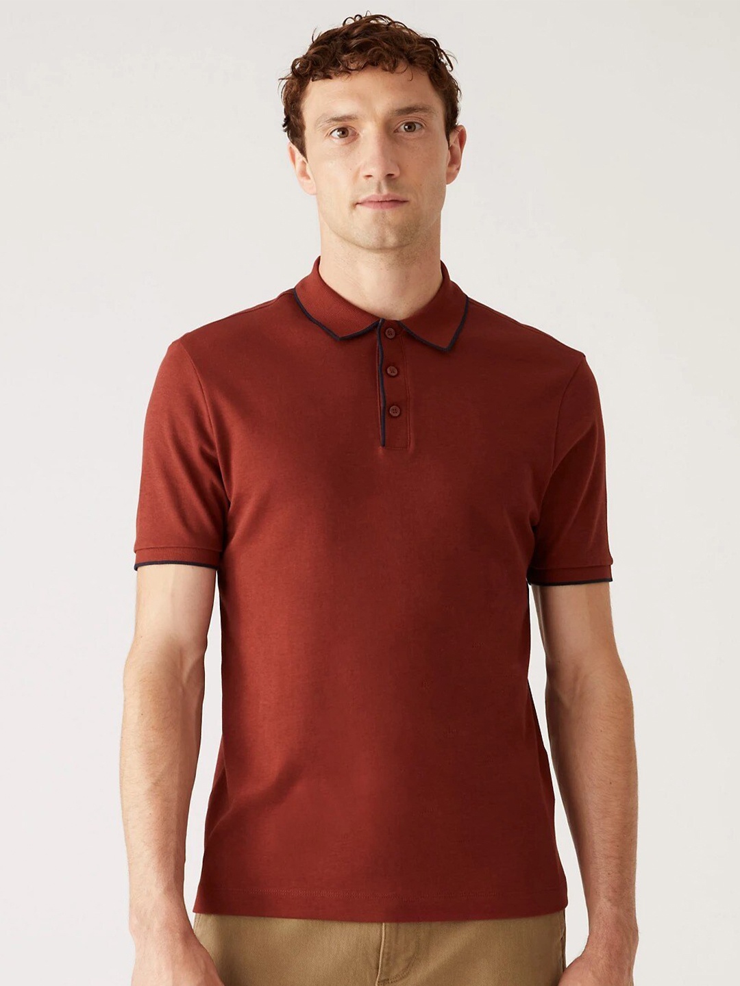 

Marks & Spencer Polo Collar Pure Cotton T-shirt, Red