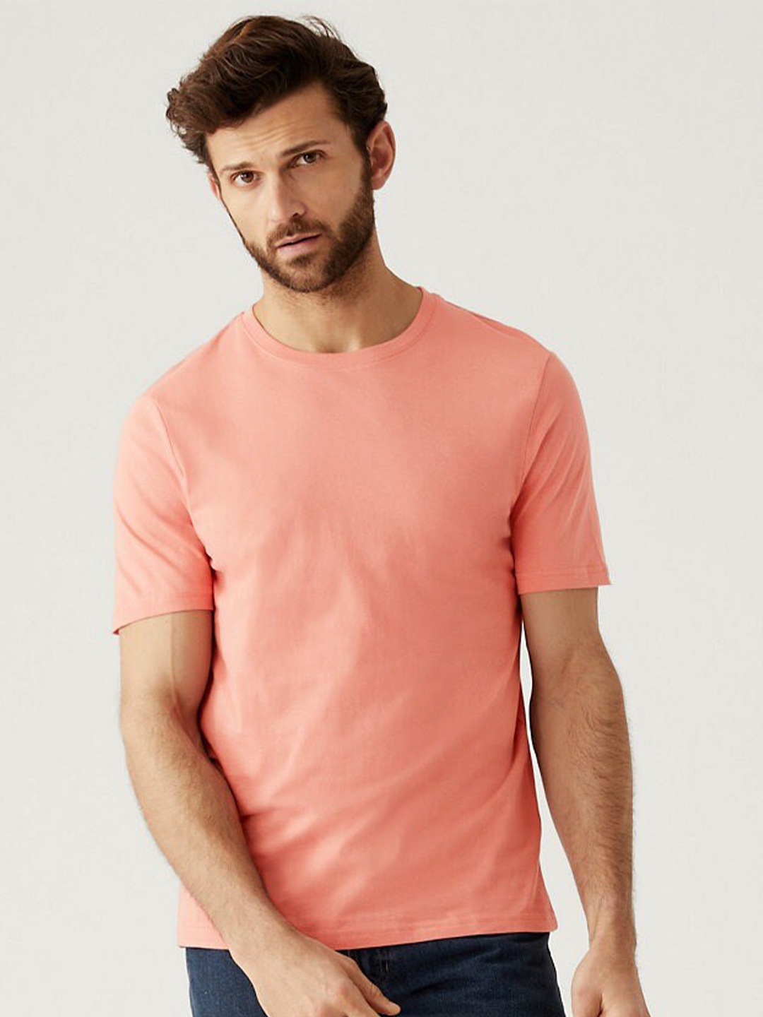 

Marks & Spencer Round Neck Pure Cotton T-shirt, Coral