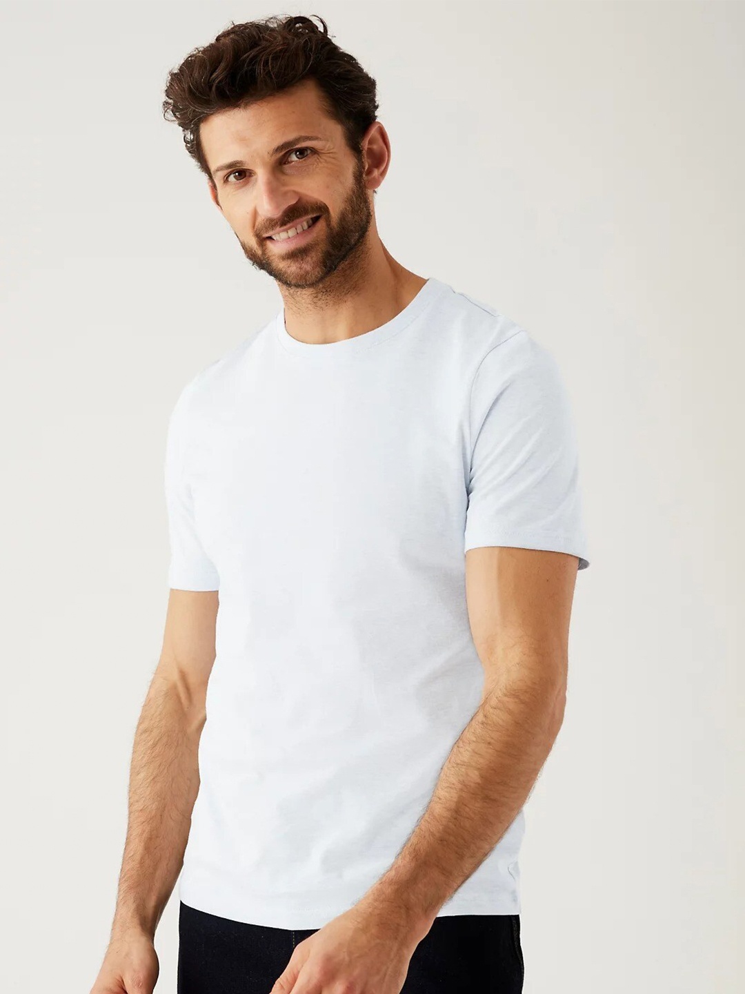 

Marks & Spencer Round Neck Pure Cotton T-shirt, Blue