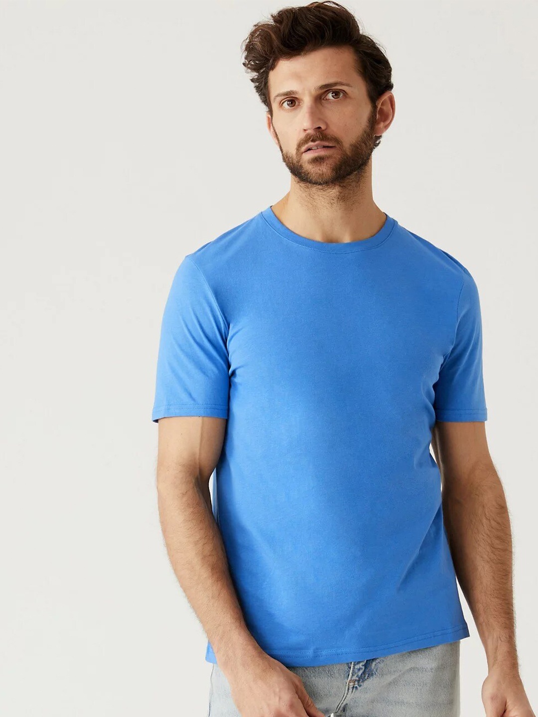 

Marks & Spencer Men Pure Cotton T-shirt, Blue