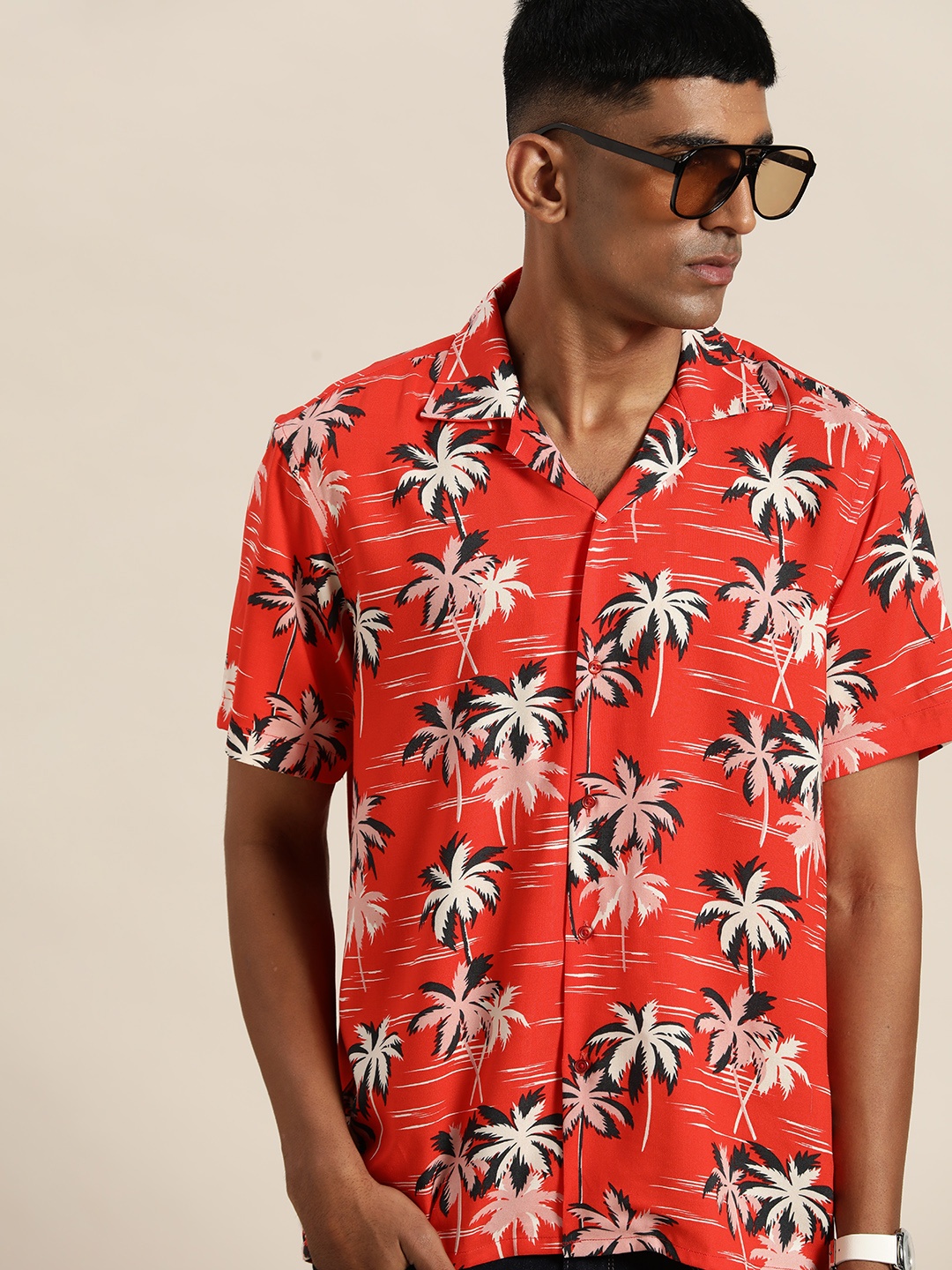 

Hancock Relaxed Fit Tropical Print Casual Shirt, Red