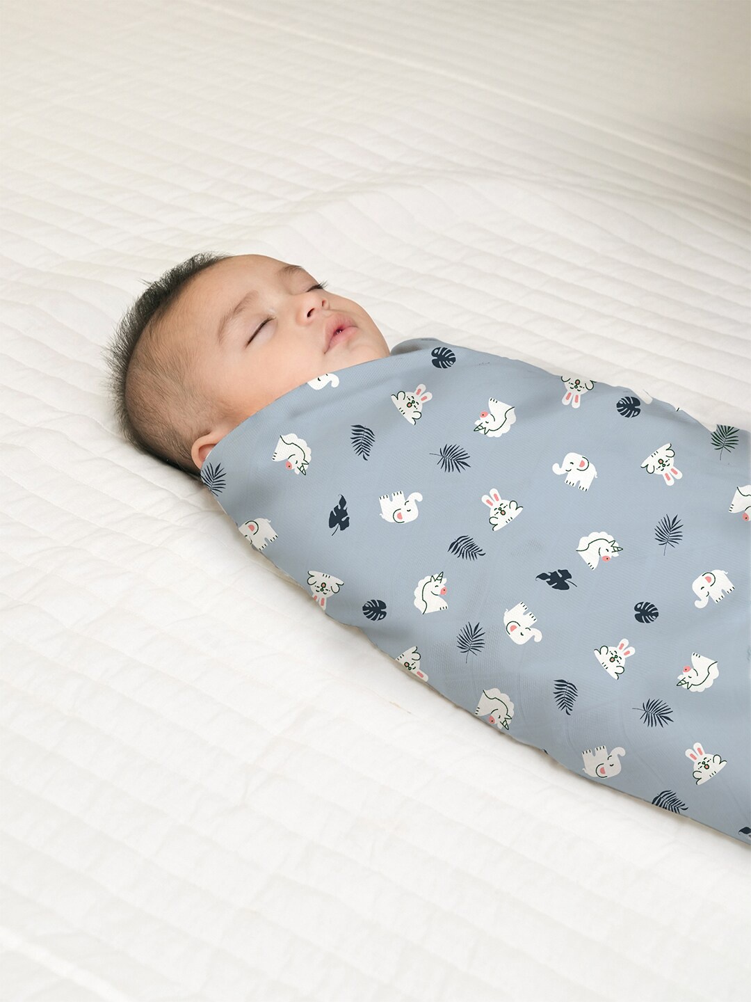 MUSH Kids Printed Ultra Soft Pure Bamboo Swaddle & Wrapper, Blue