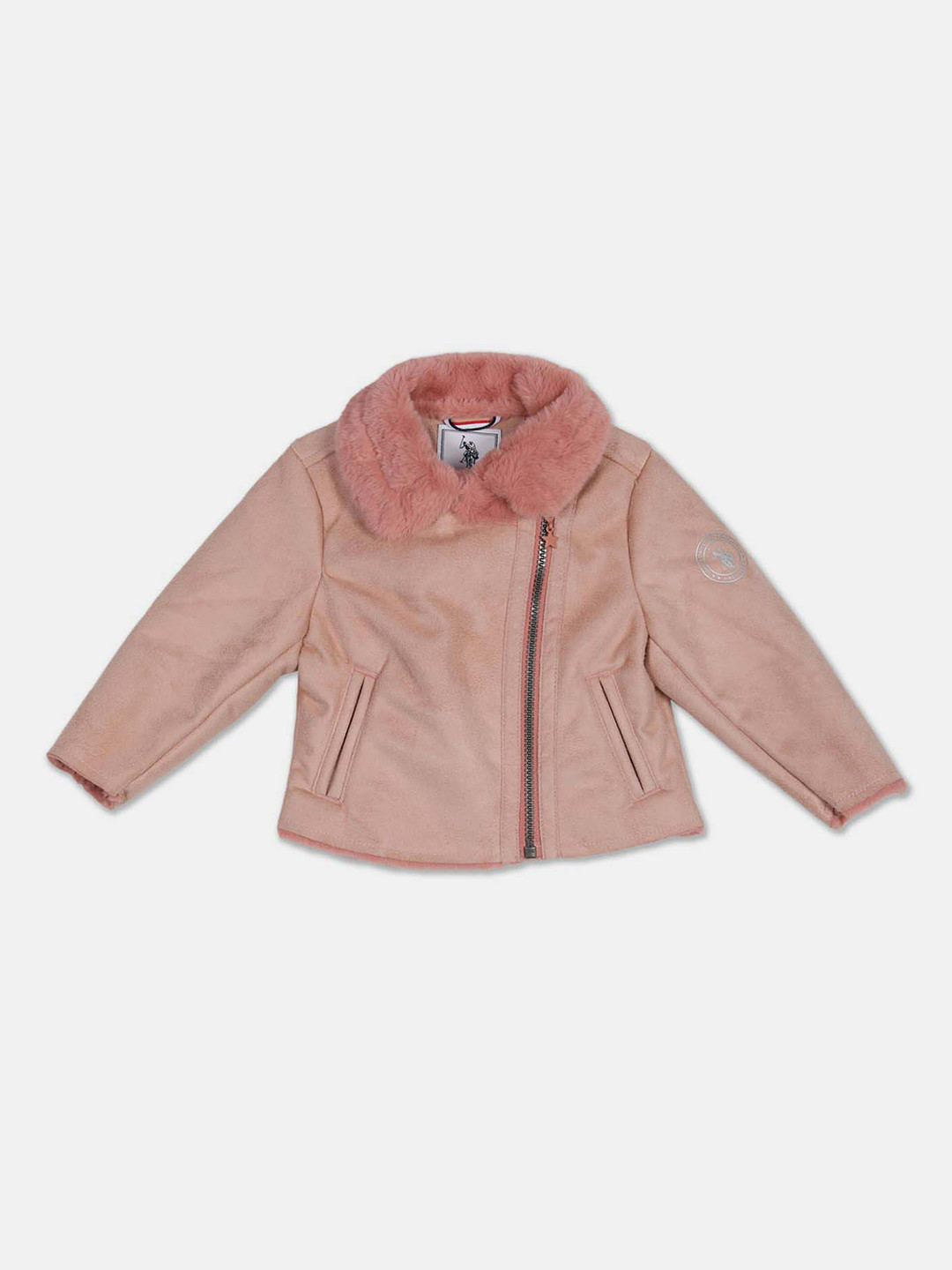 

U.S. Polo Assn. Kids Girls Faux Fur Lined Tailored Jacket, Pink