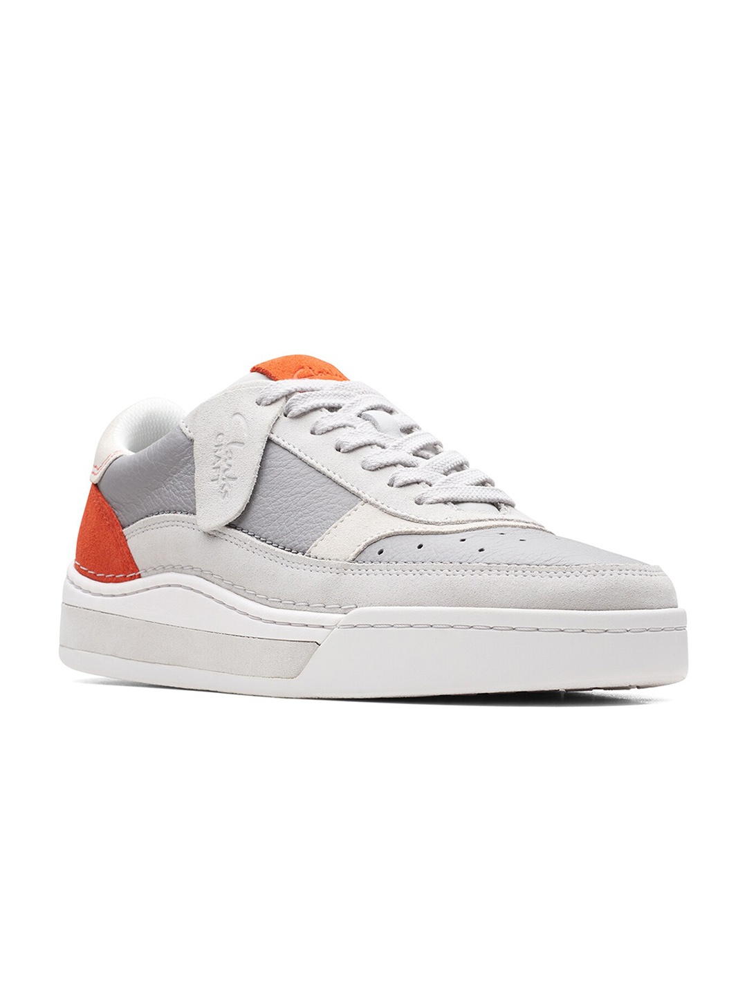 

Clarks Men Colourblocked Lace-Up Leather Sneakers, Grey