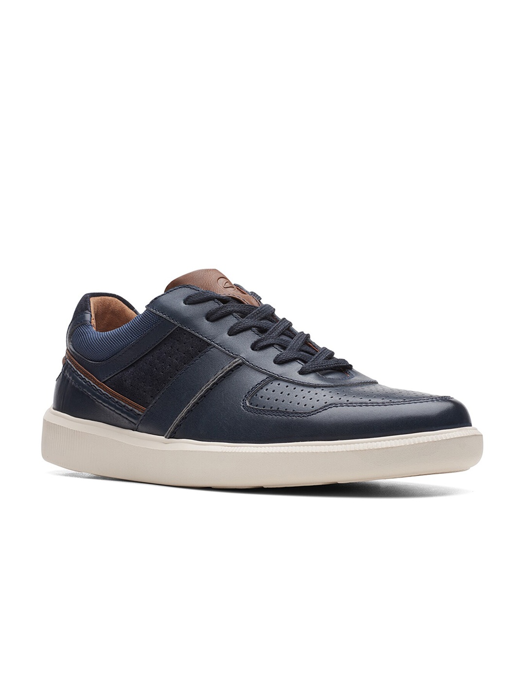 

Clarks Men Perforations Cambro Race Leather Sneakers, Navy blue
