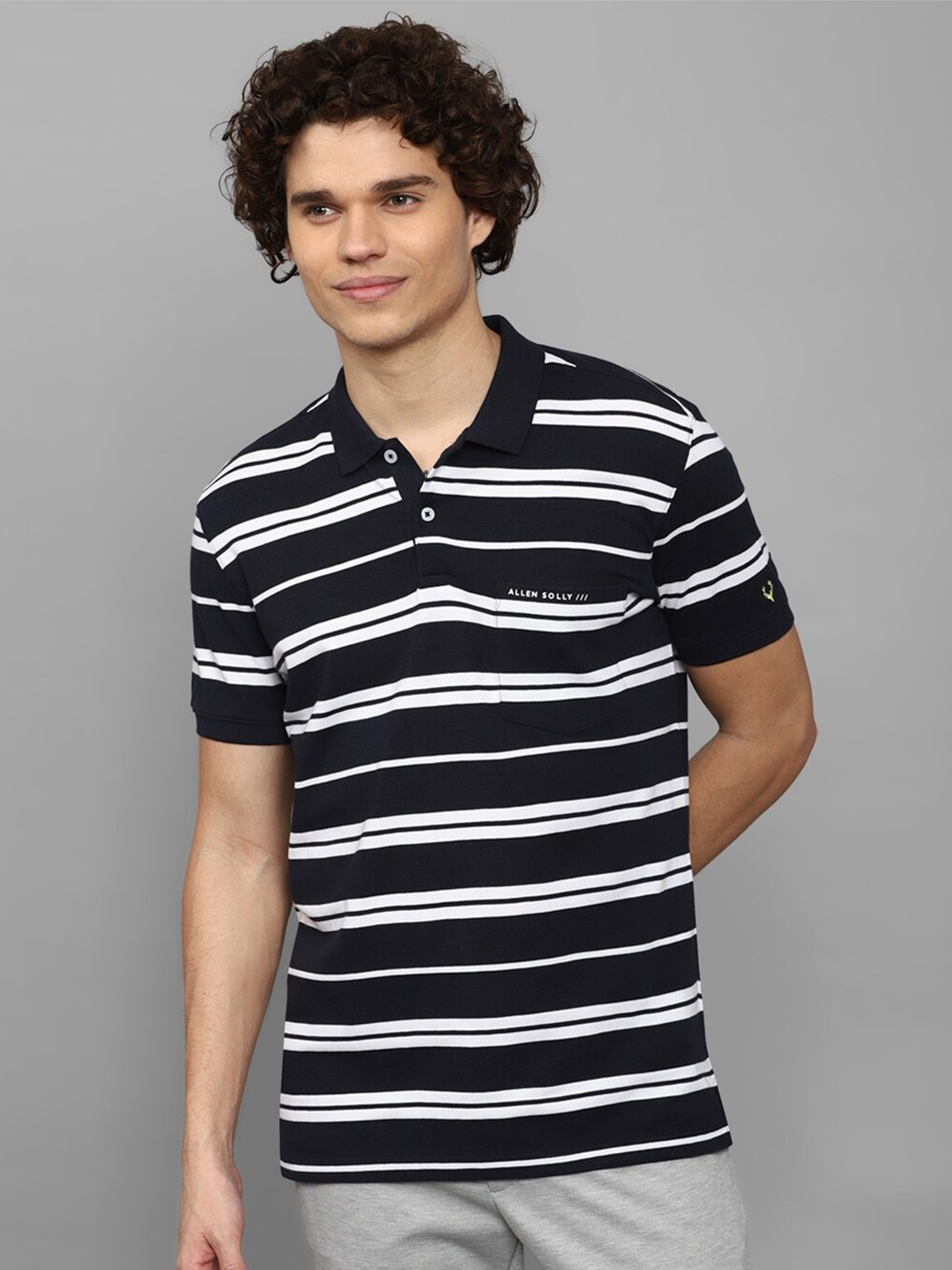 

Allen Solly Striped Polo Collar T-shirt, Black
