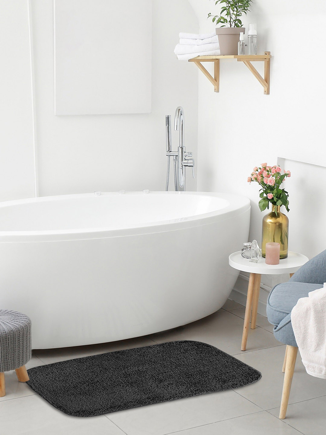 

HOMEMONDE Grey 2 Pcs 2000 GSM Anti-Slip Rectangular Bath Rugs