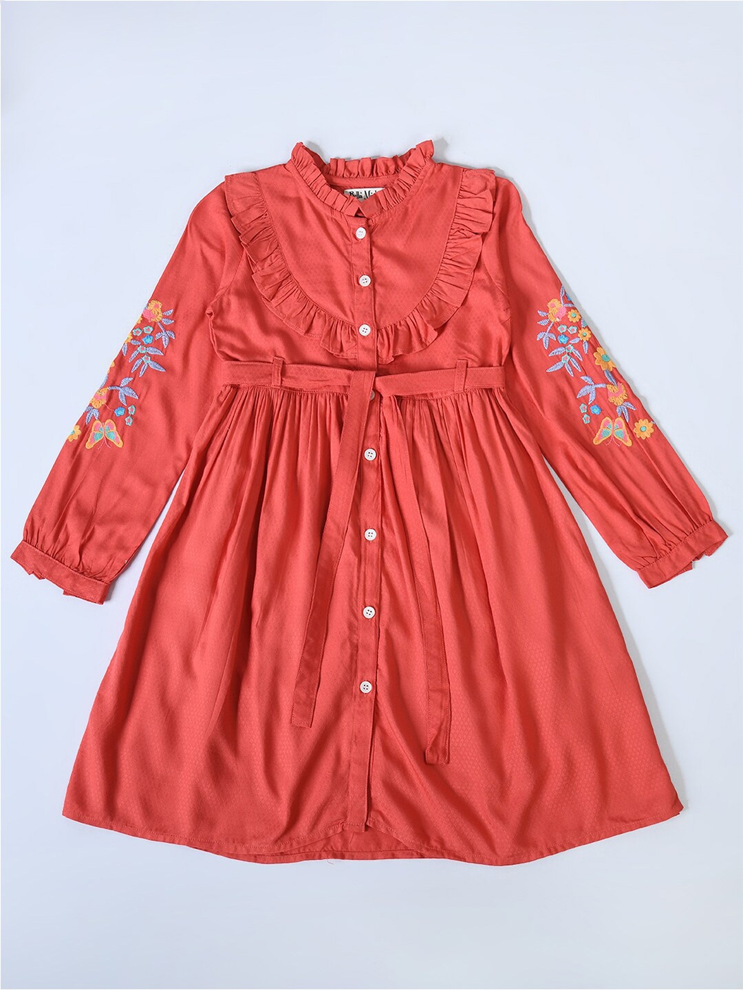 

Bella Moda Girls Floral Embroidered Cotton Dress, Orange