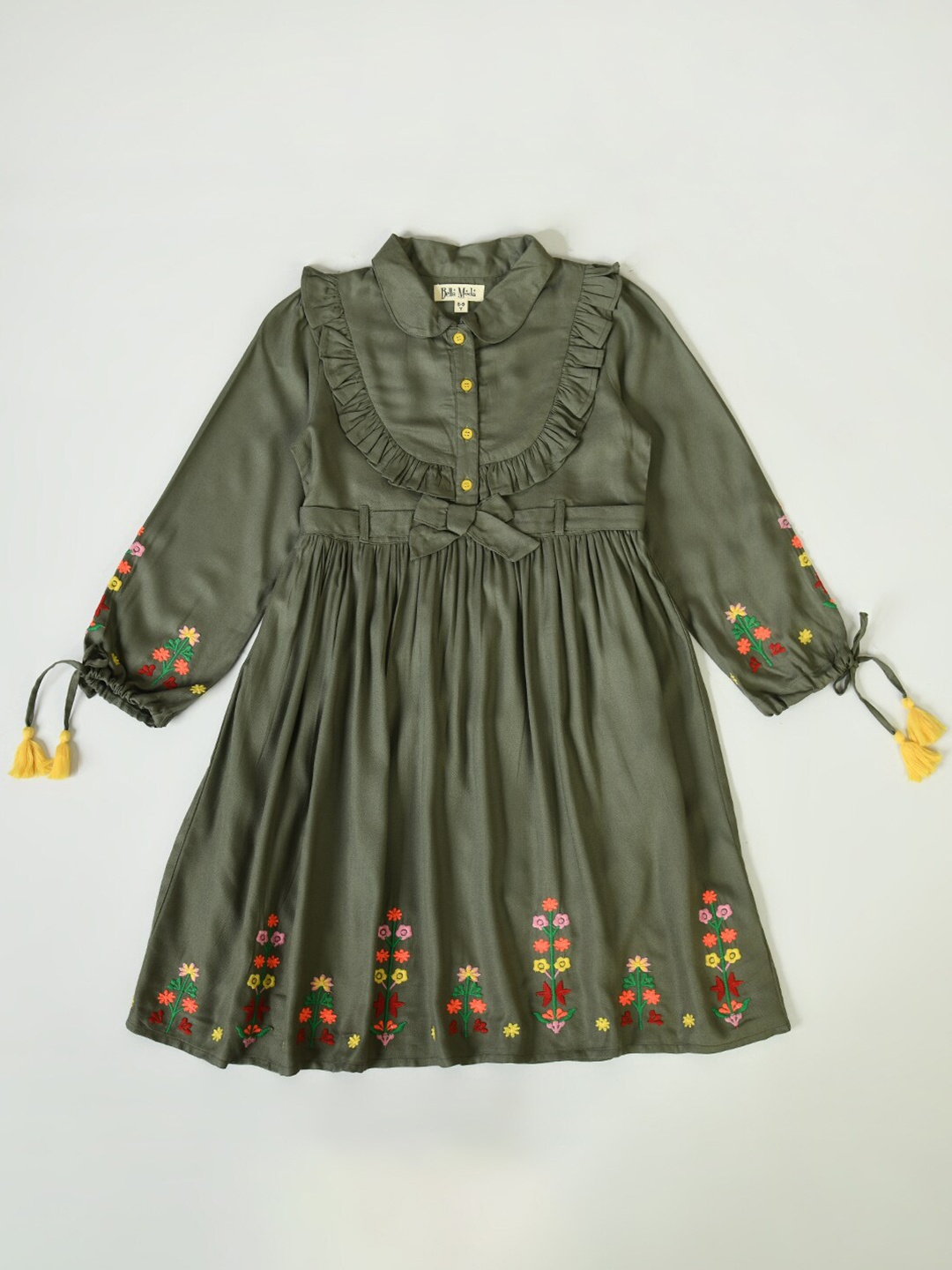 

Bella Moda Girls Embroidered Fit & Flare Cotton Dress, Green