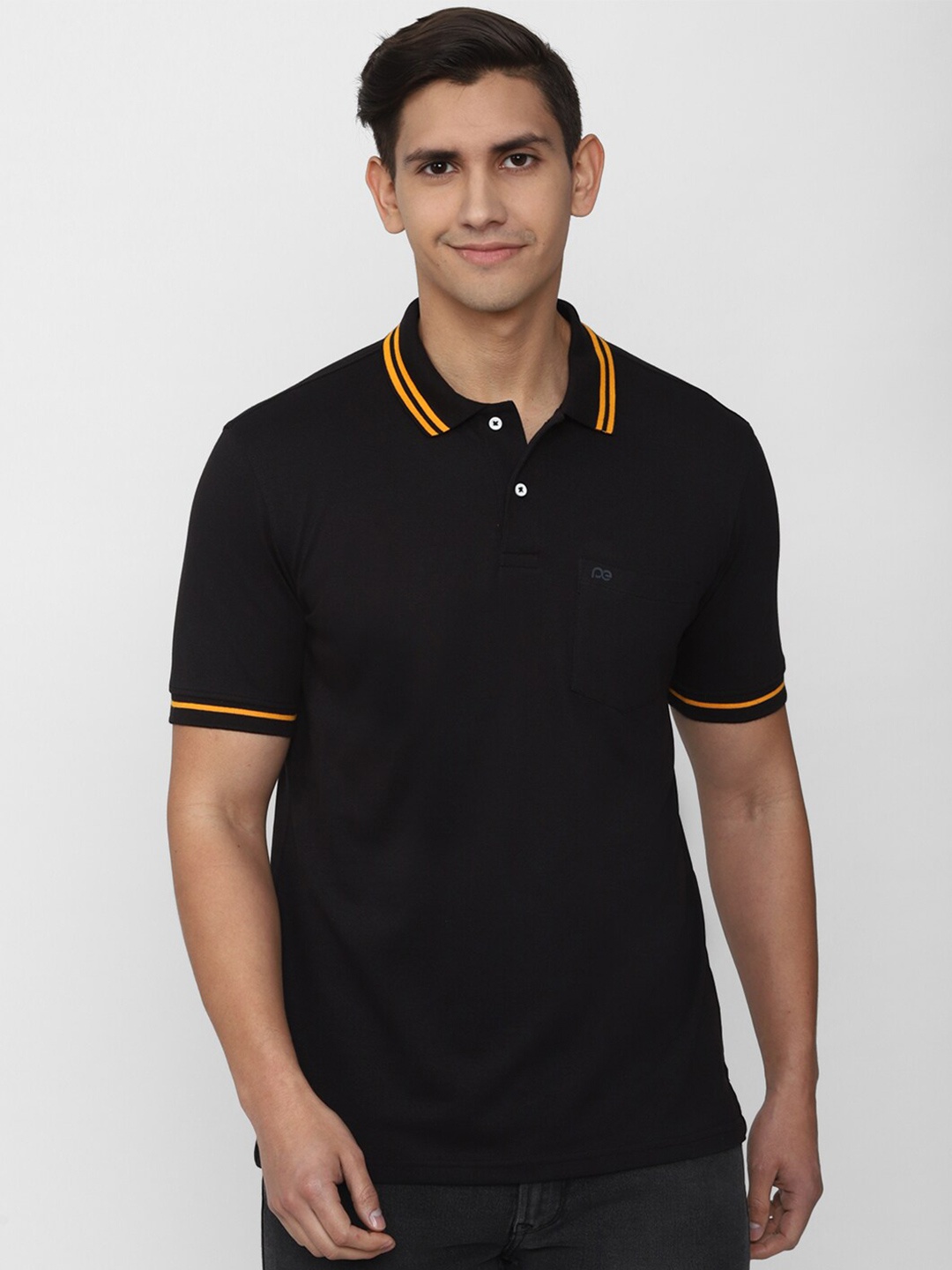 

Peter England Casuals Polo Collar Short Sleeve T-shirt, Black
