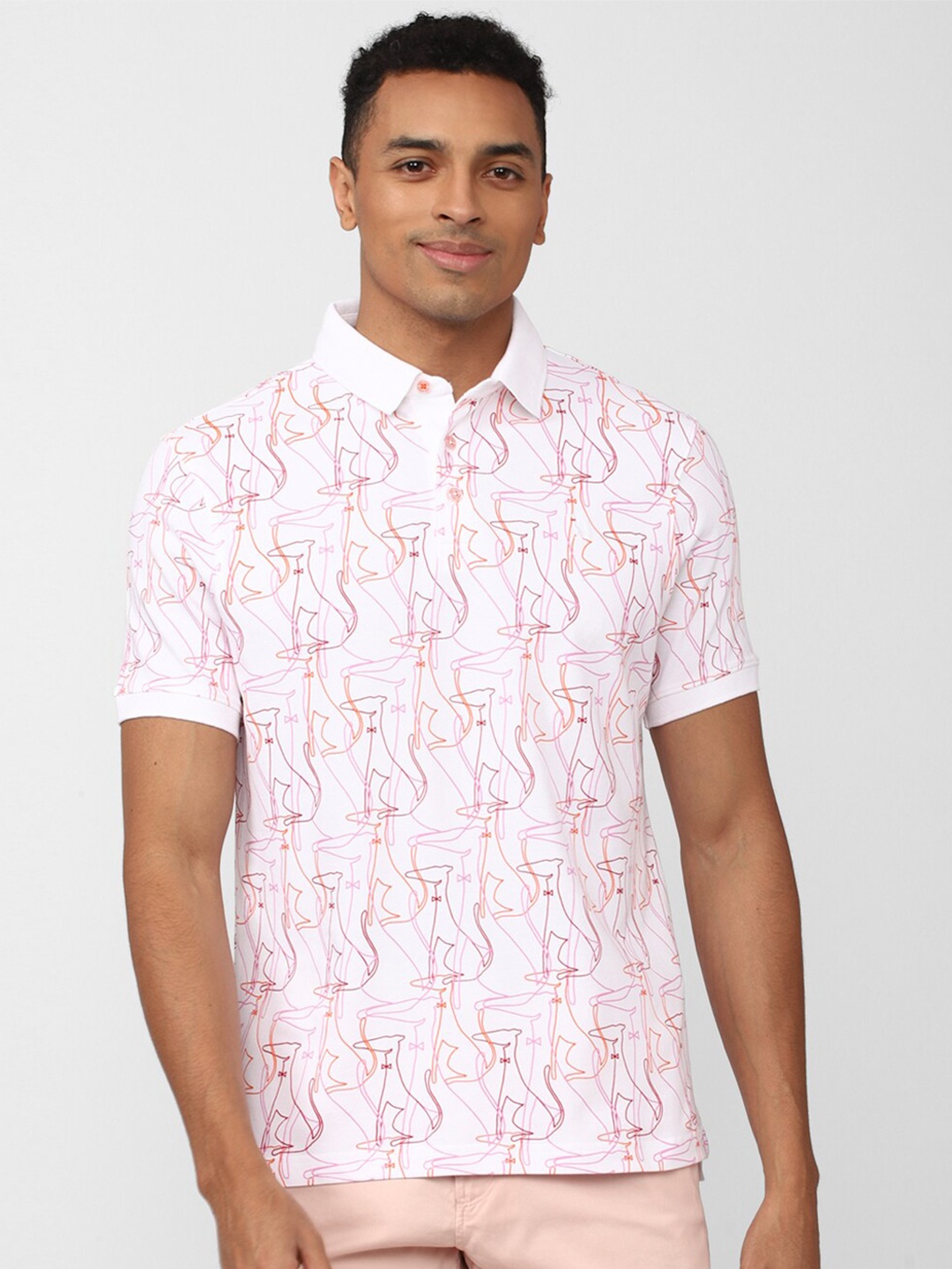 

SIMON CARTER LONDON Printed Polo Collar Slim Fit T-shirt, White