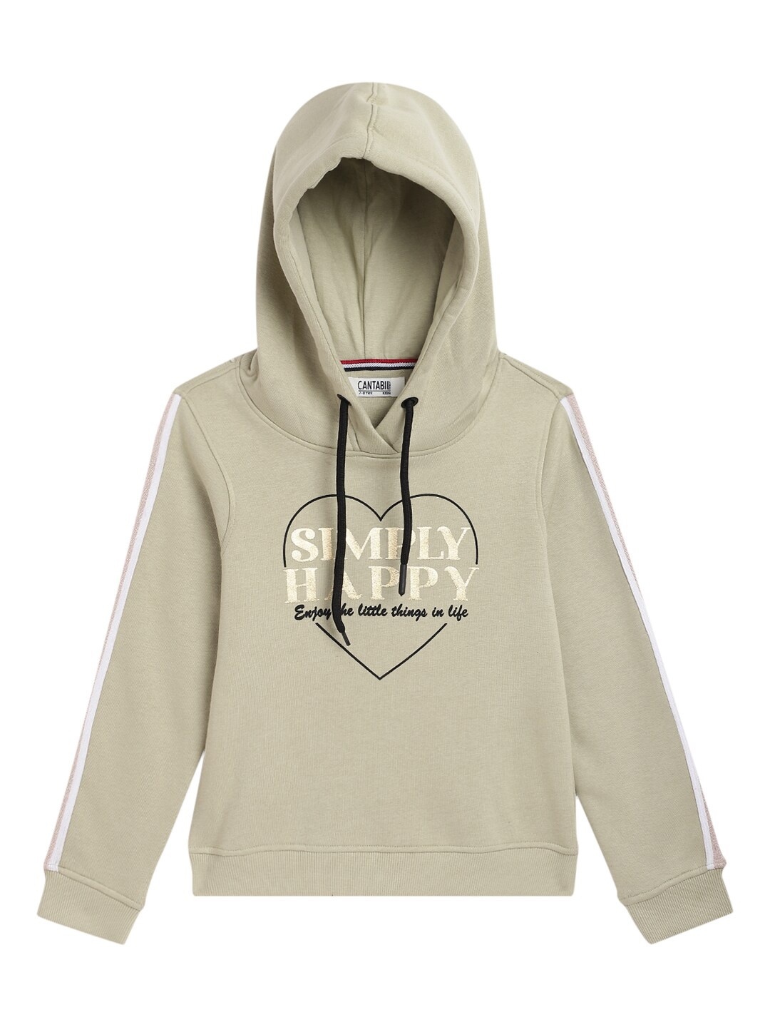 

Cantabil Girls Typography Printed Hooded Fleece Sweatshirt, Green
