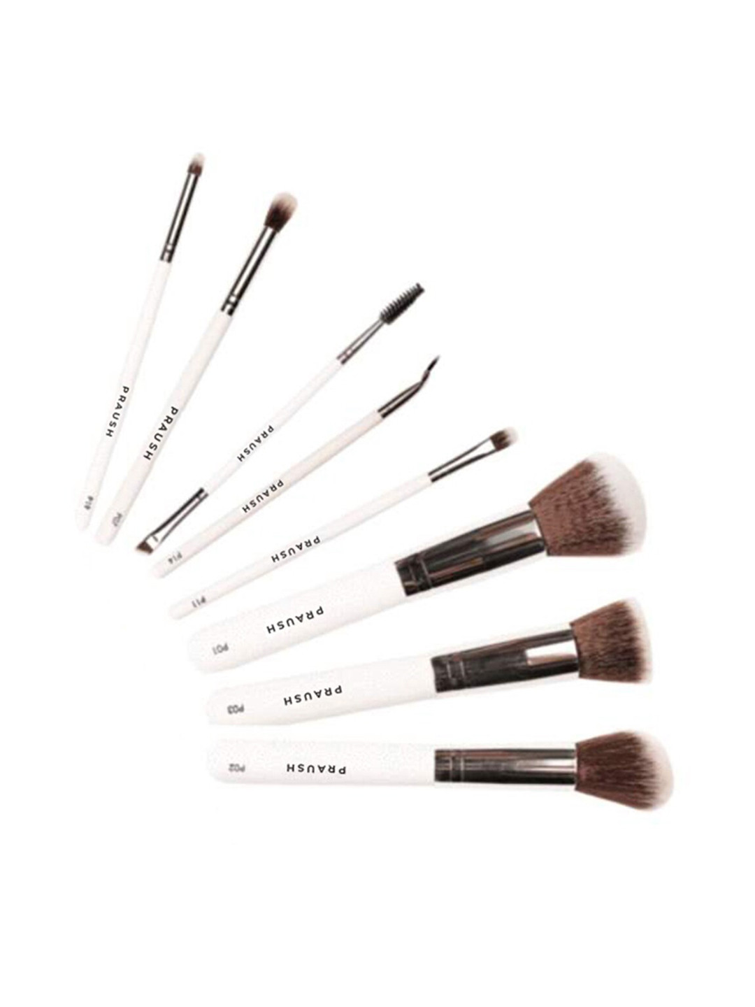 

Praush Professional Set Of 9 Professional Makeup Brush Set Makeup Pouch, White