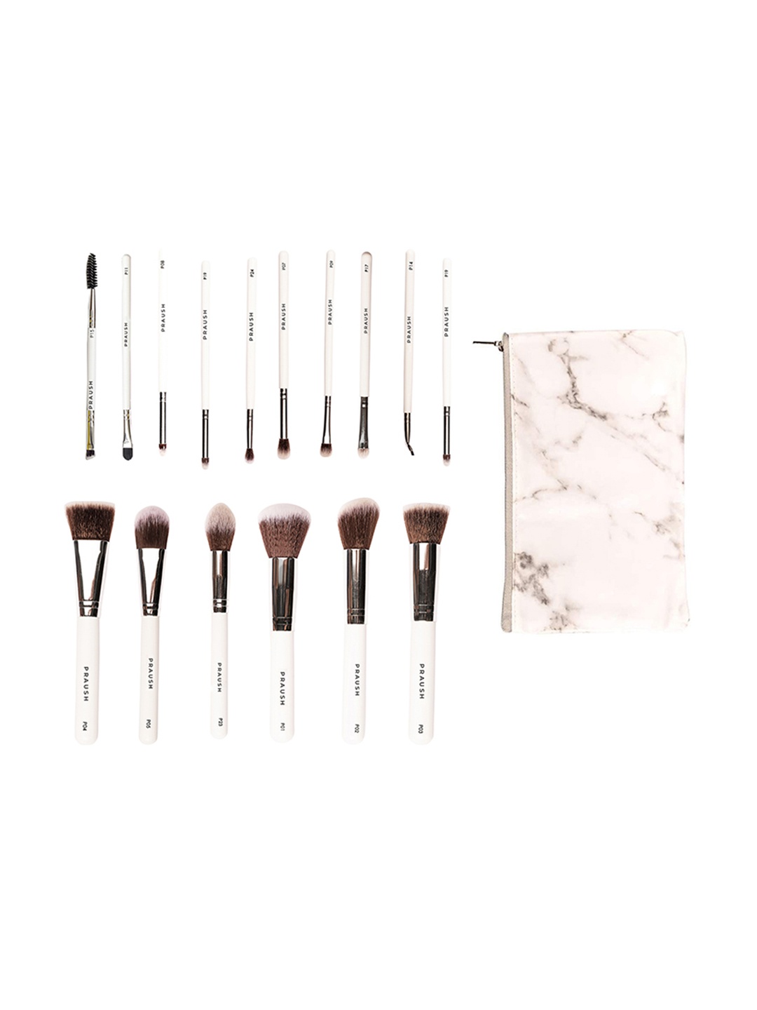 

Praush 16 Pcs Face & Eyes Professional Makeup Brush Set With Makeup Pouch - White