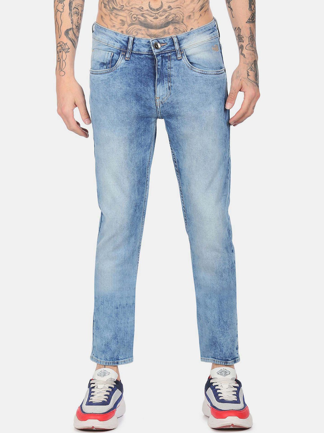 

Flying Machine Men Cotton Heavy Fade Mid-Rise Slim Fit Jeans, Blue