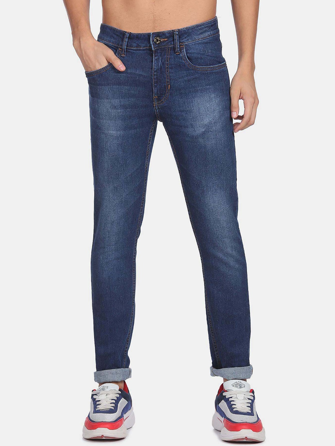 

Flying Machine Men Cotton Light Fade Slim Fit Jeans, Blue
