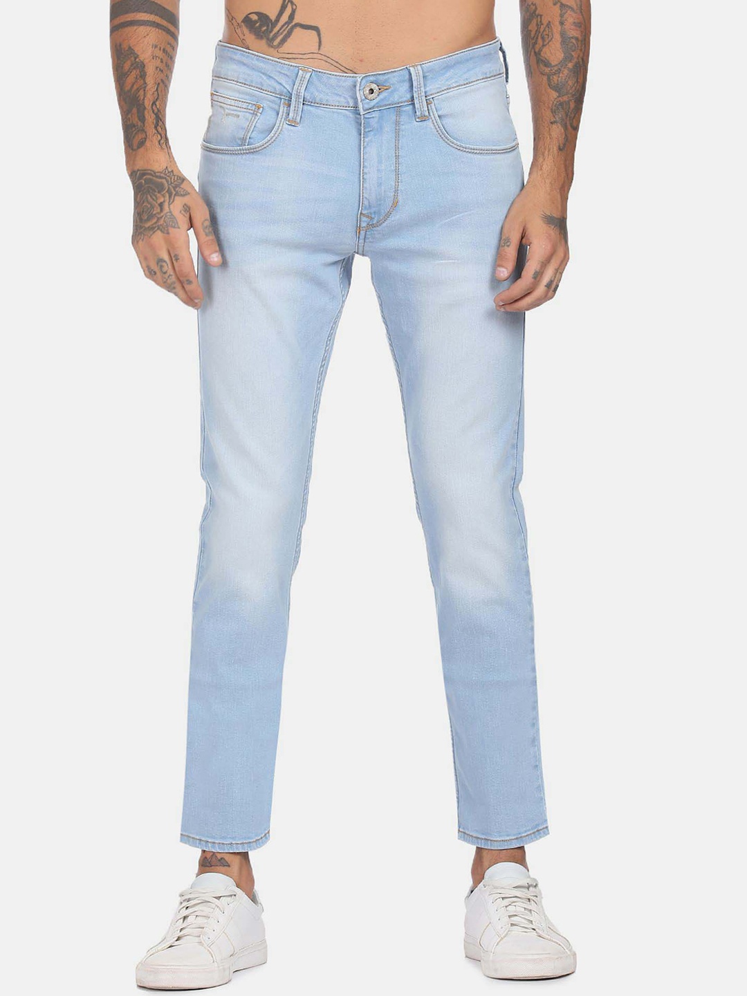 

Flying Machine Men Slim Fit Heavy Fade Cotton Jeans, Blue