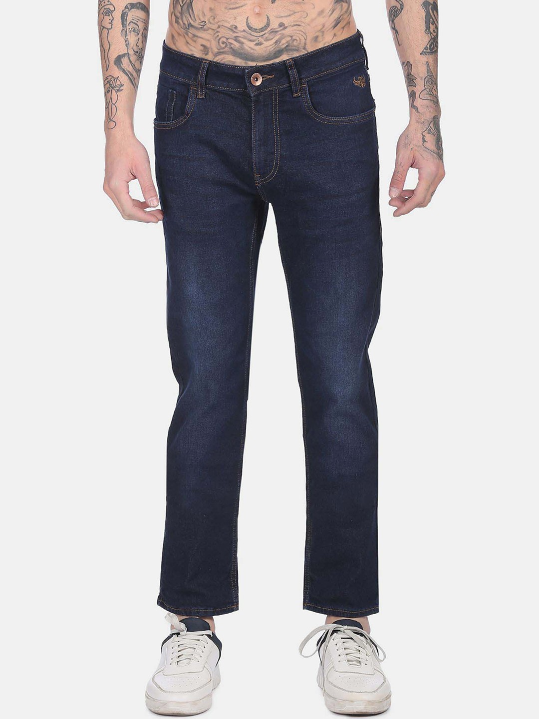 

Flying Machine Men Slim Fit Light Fade Cropped Jeans, Blue