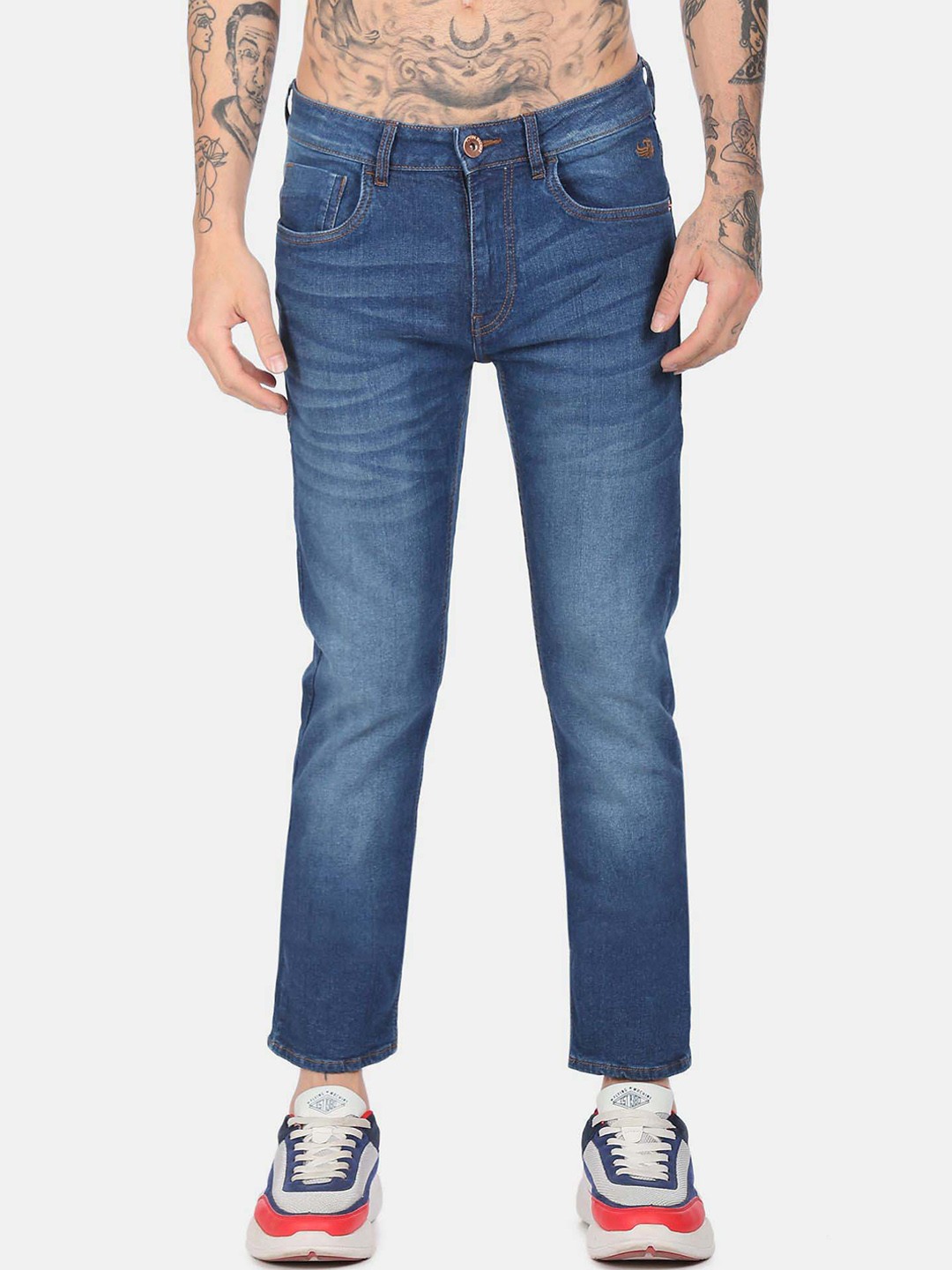 

Flying Machine Men Slim Fit Clean Look Light Fade Cotton Jeans, Blue