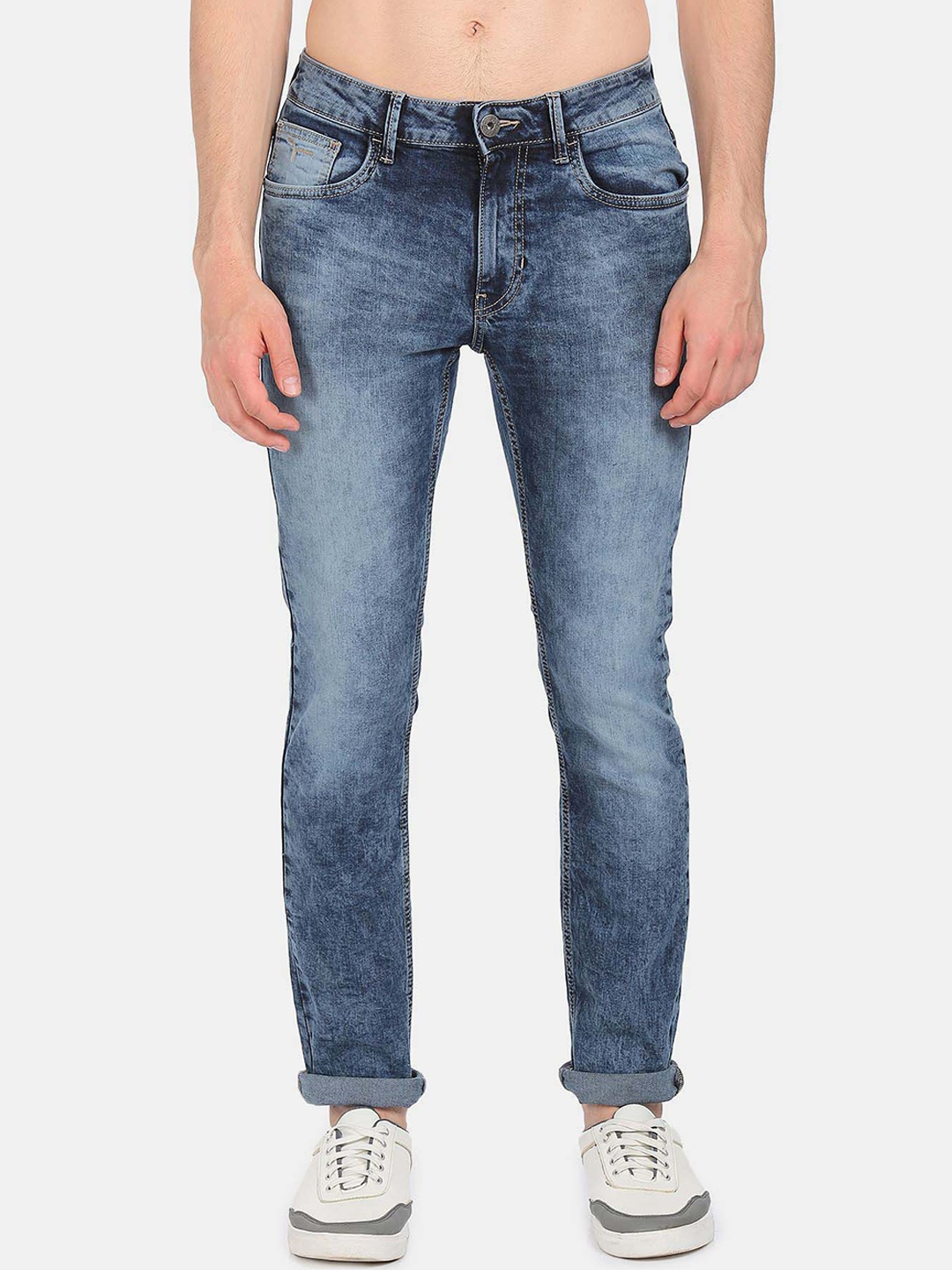 

Flying Machine Men Slim Fit Clean Look Heavy Fade Cotton Jeans, Blue