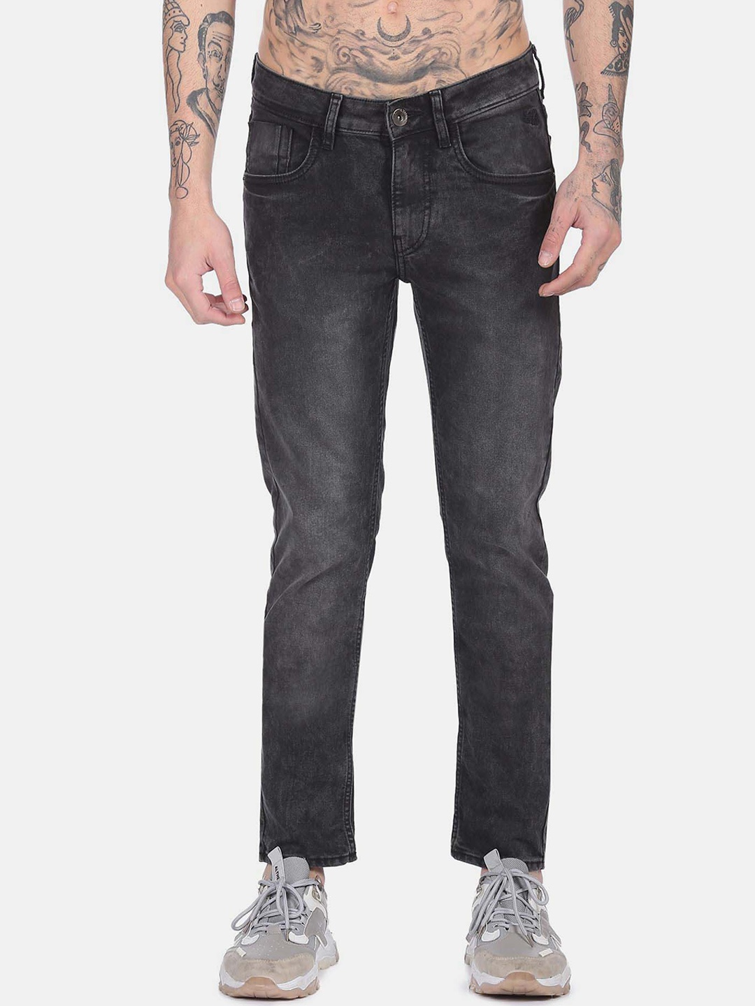

Flying Machine Men Slim Fit Mid-Rise Heavy Fade Jeans, Black