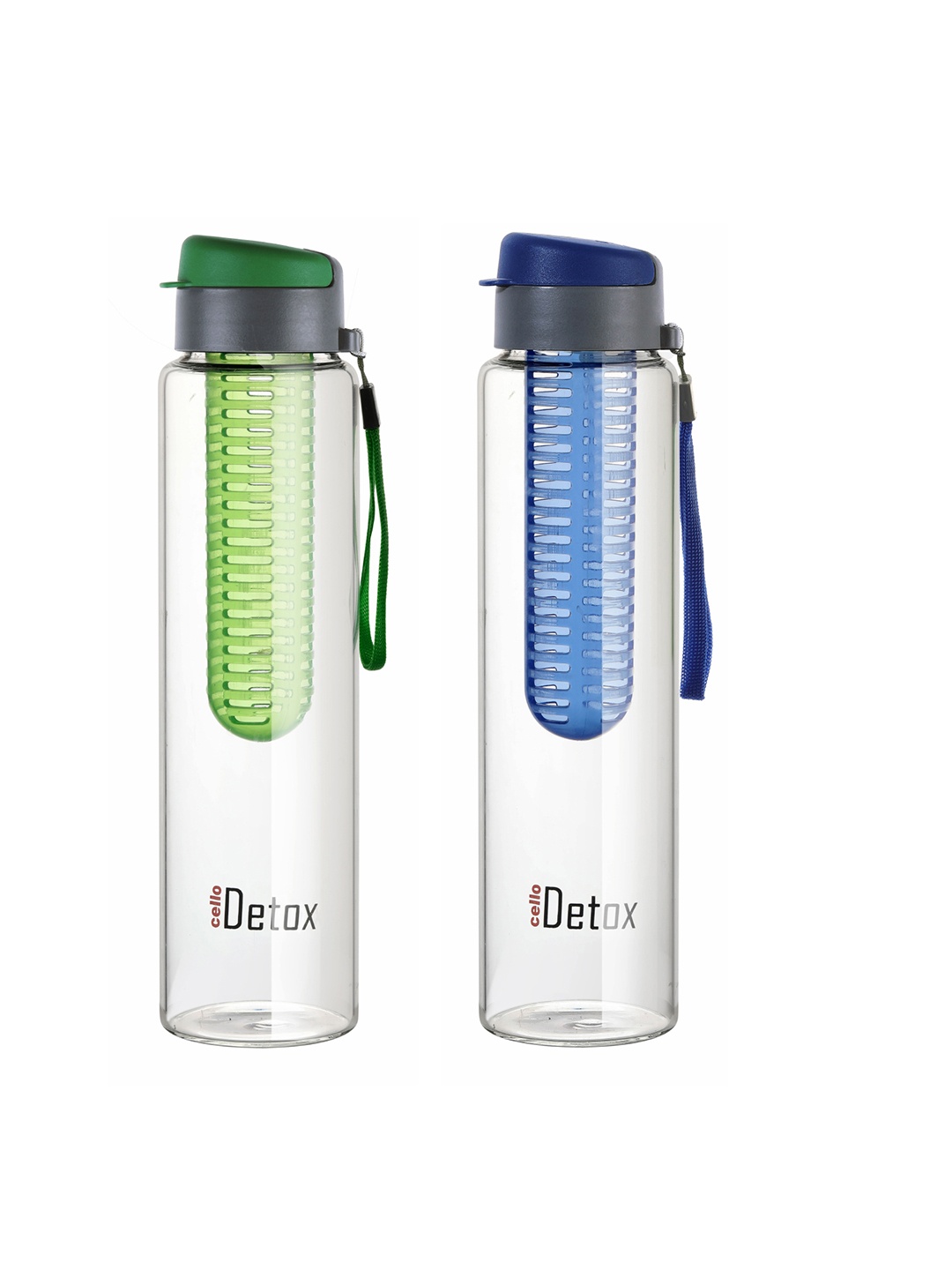 

Cello Detox 2 Pcs Assorted Fruit & Tea Infuser Glass Water Bottle 750 ml Each