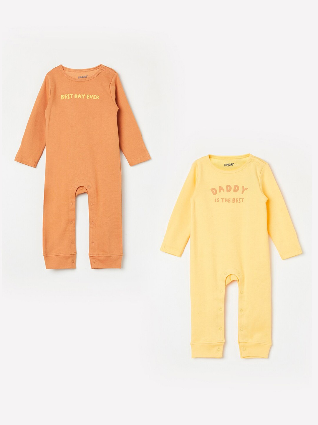 

Juniors by Lifestyle Infant Boys Pack Of 2 Cotton Round Neck Rompers, Orange
