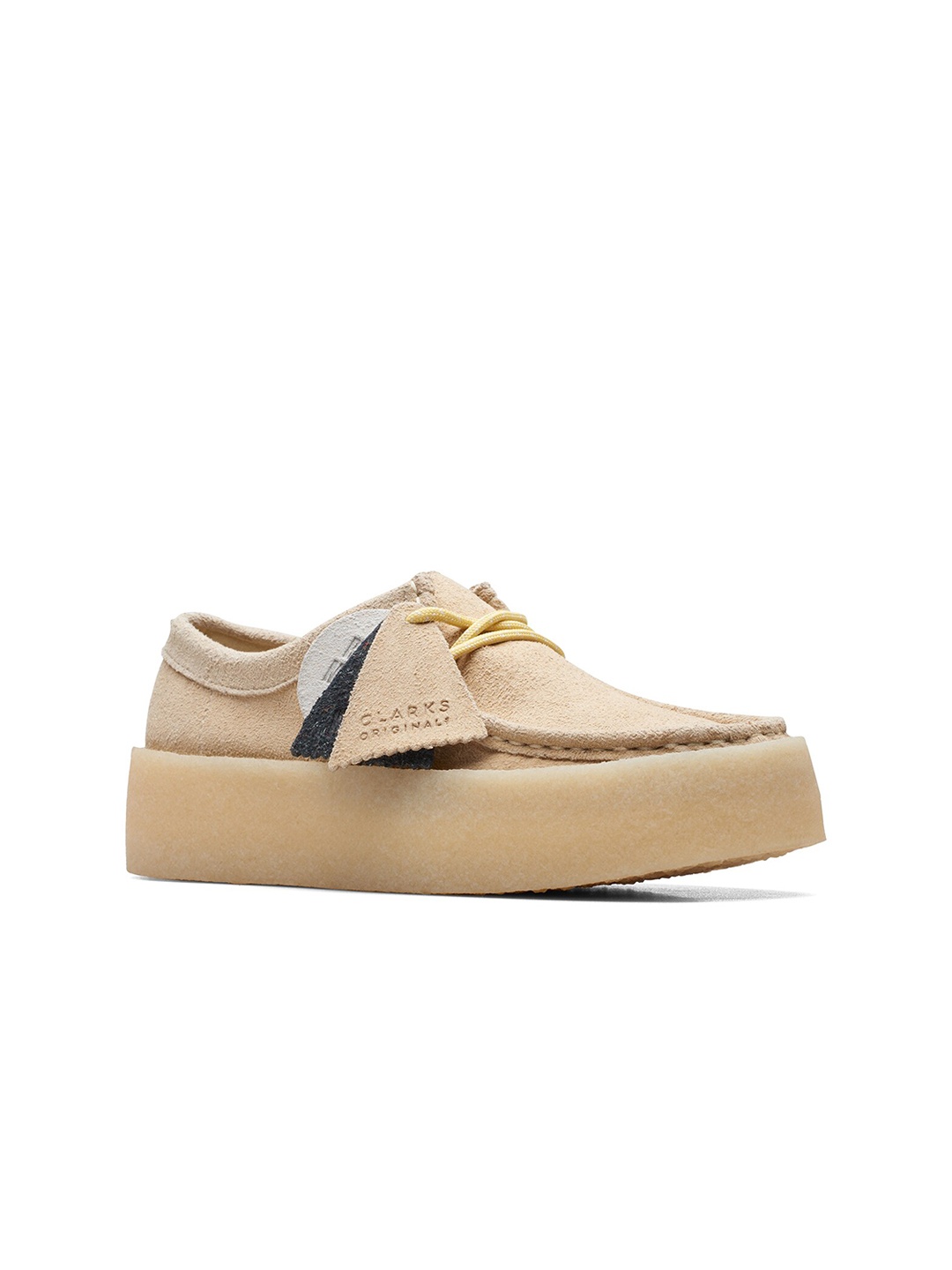 

Clarks Women Textured Wallabee Cup Maple Nubuck Sneakers, Beige