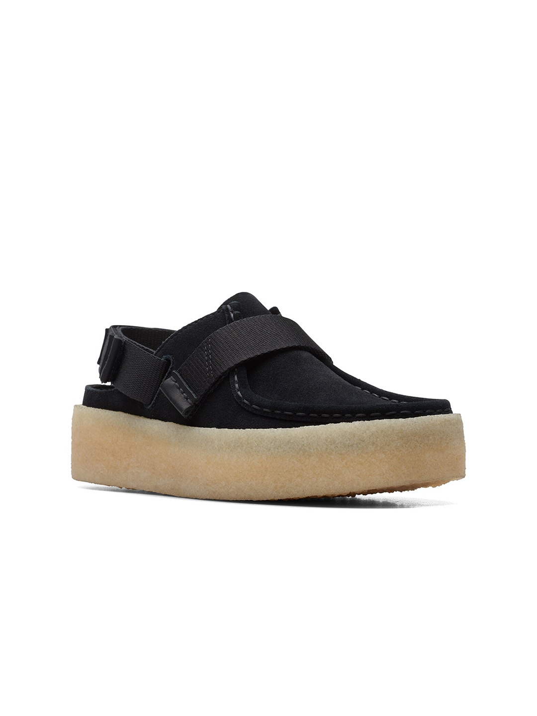 

Clarks Women Contrast Sole Suede Shoe Style Flats, Black