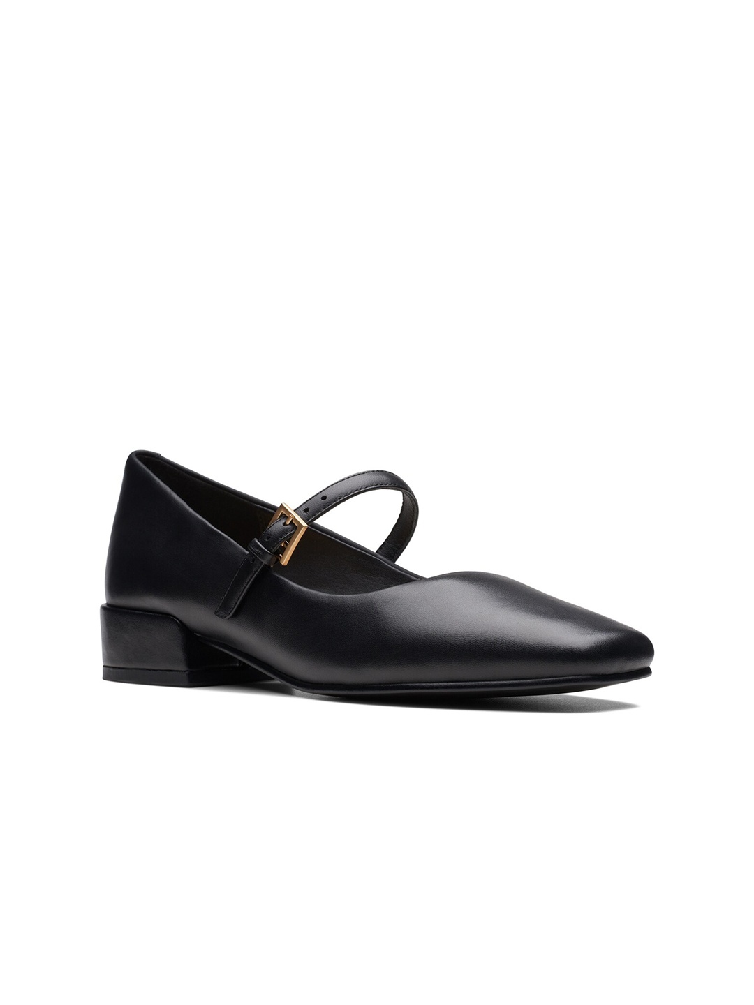 

Clarks Women Leather Square Toe Block Pumps With Buckle, Black